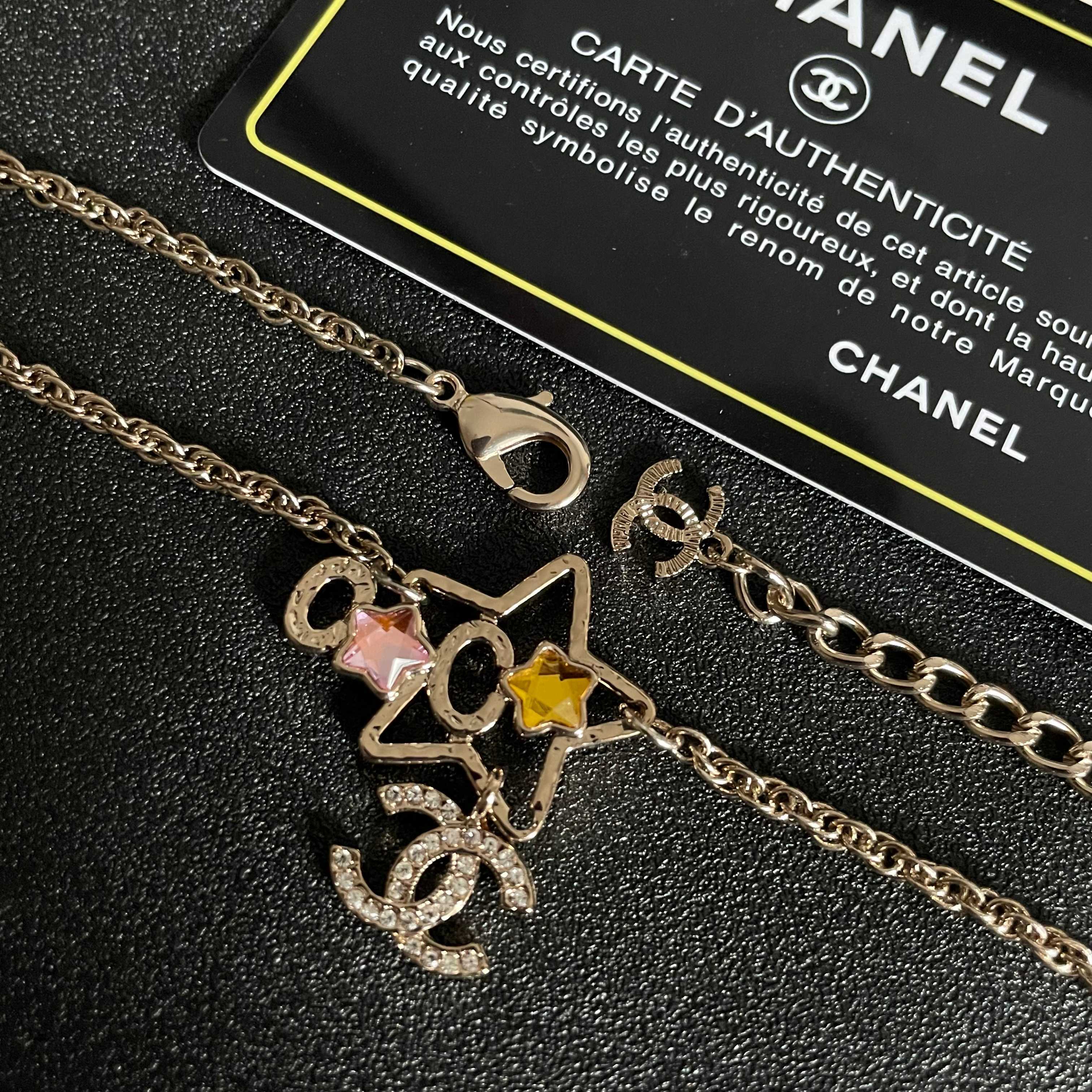 Elegant Star and CC Crystal Logo Pendant Necklace for Women