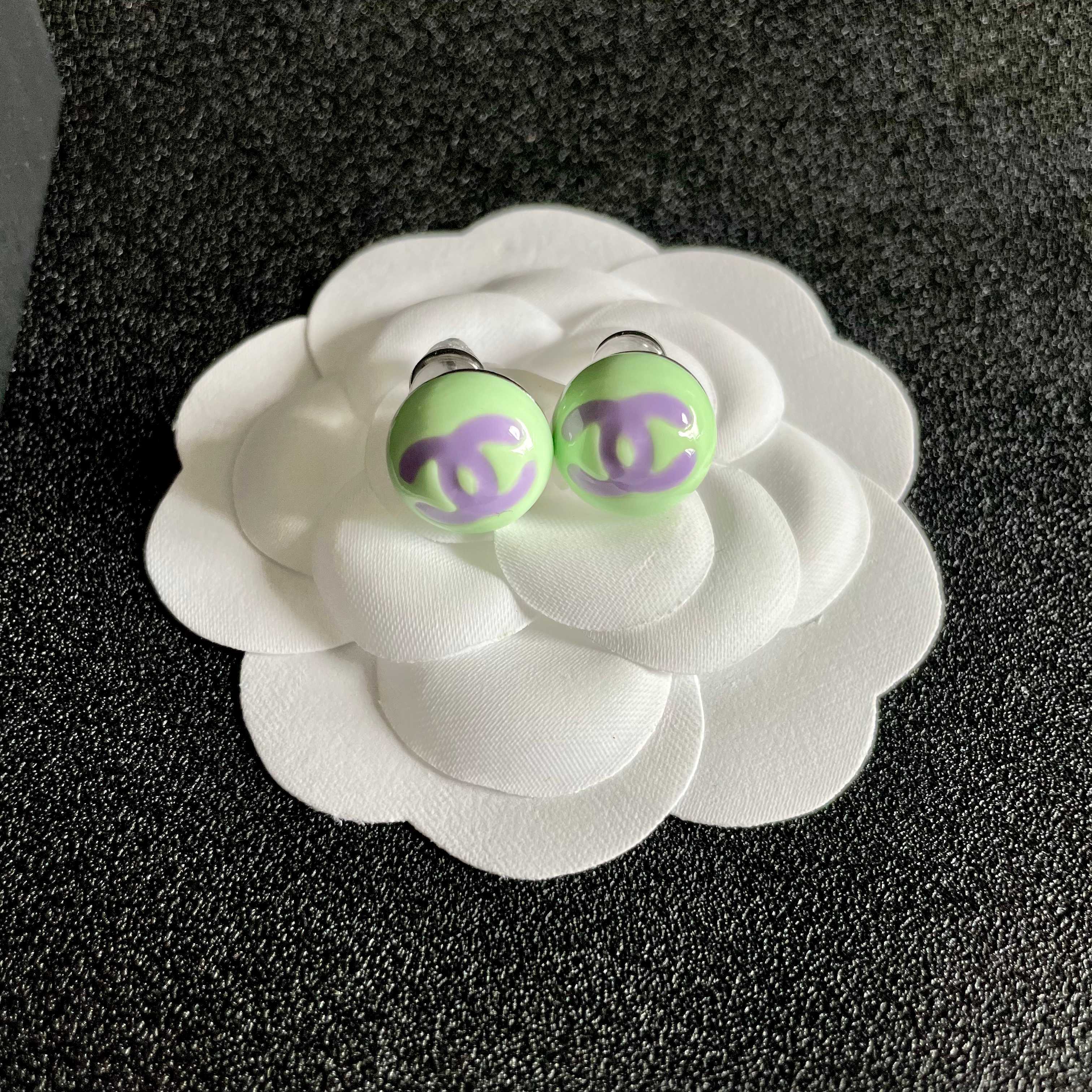 Chic Pastel Green & Purple Round Stud Earrings - Trendy Fashion