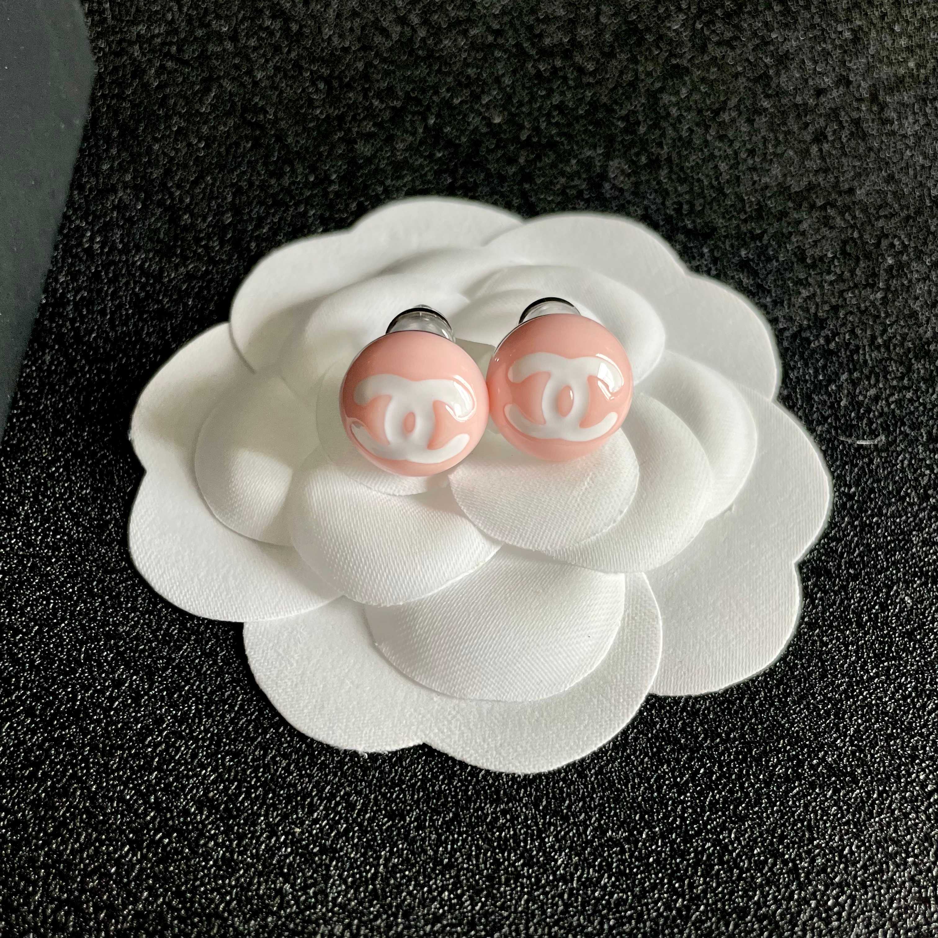 Luxury Chanel CC Logo Pastel Candy Stud Earrings for Women