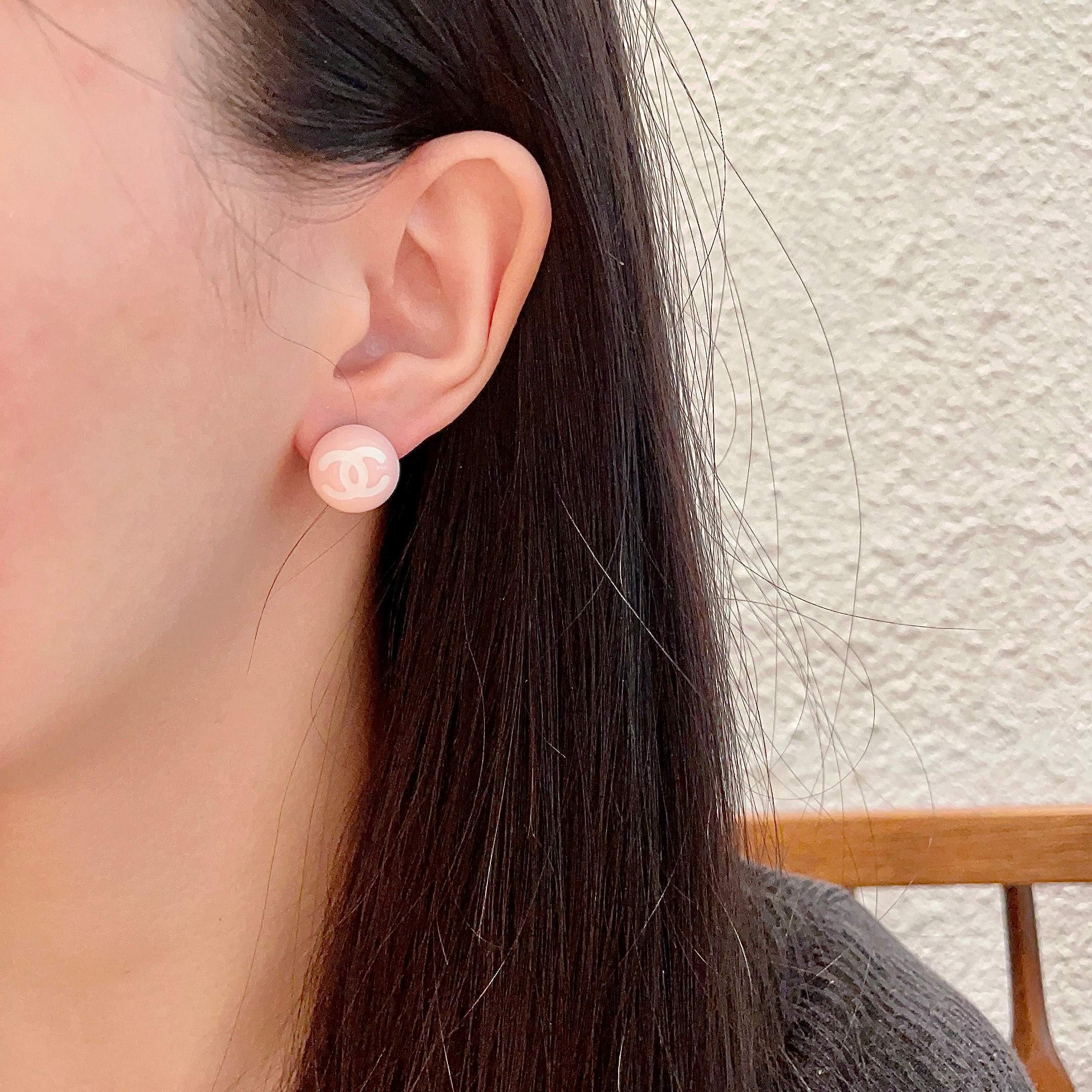 Luxury Chanel CC Logo Pastel Candy Stud Earrings for Women