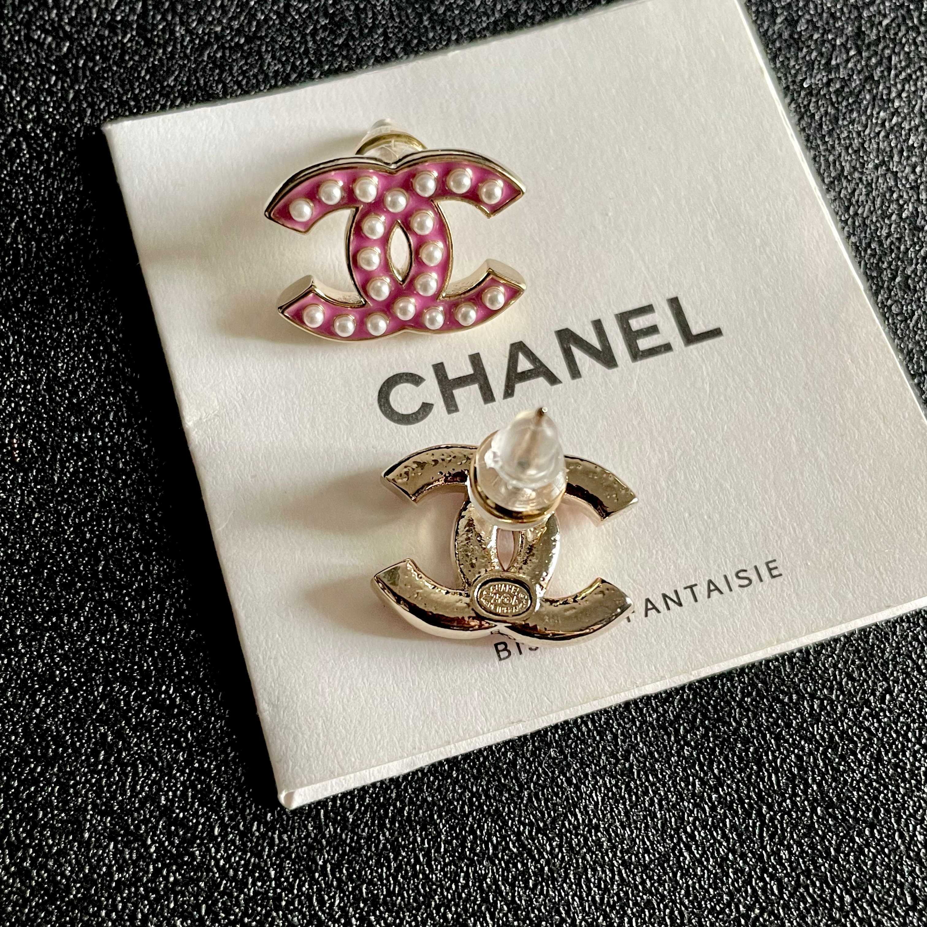 Elegant Pink Pearl Double C Stud Earrings - Chic Fashion Jewelry