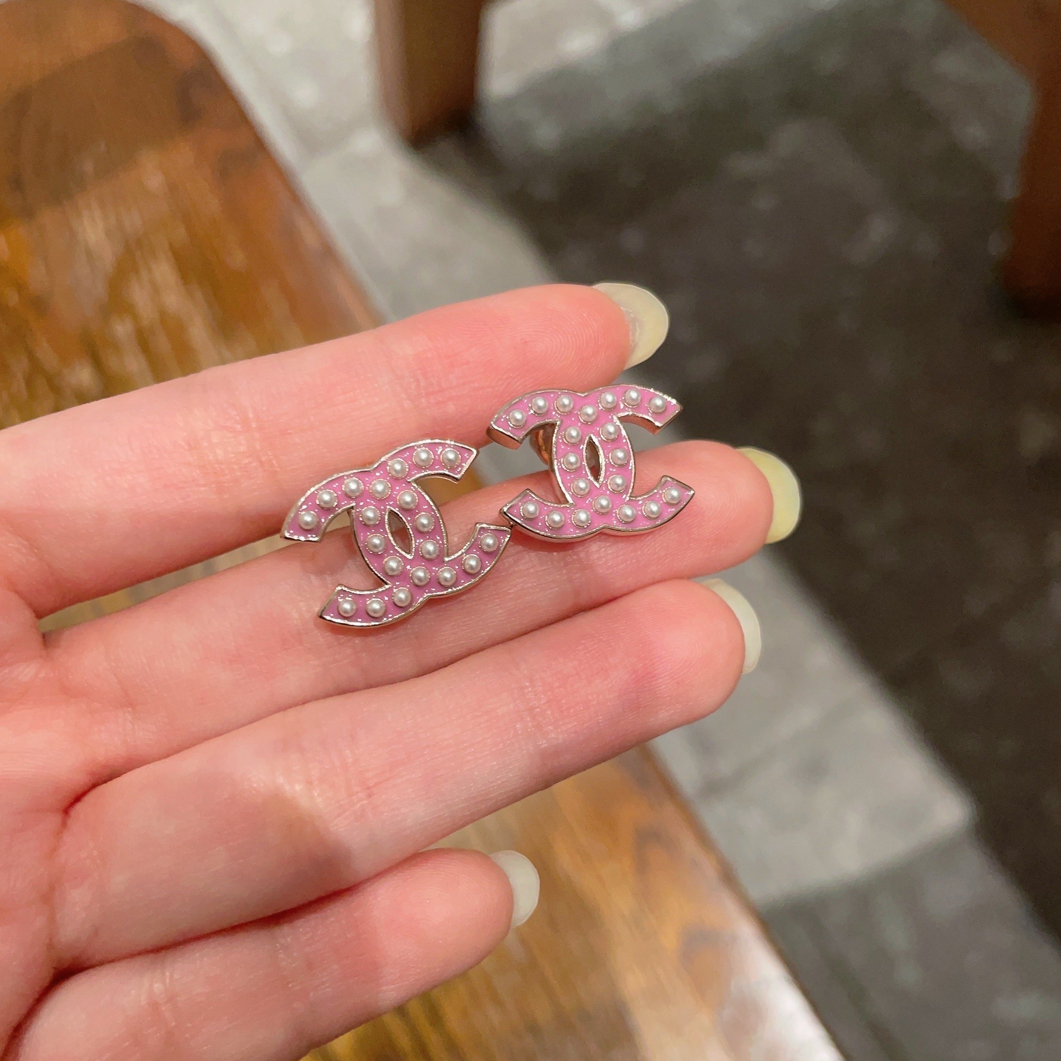 Elegant Pink Pearl Double C Stud Earrings - Chic Fashion Jewelry