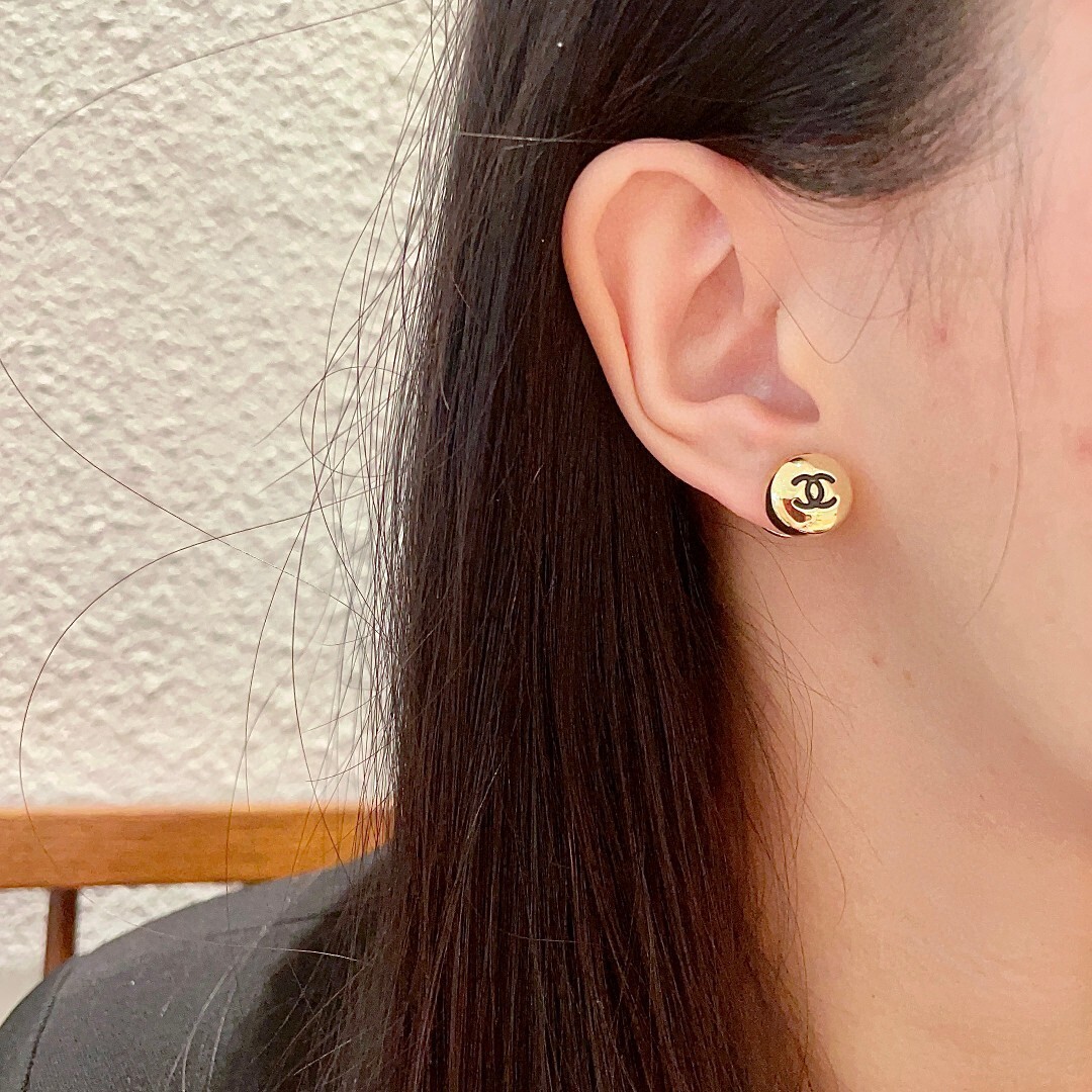 Luxury CC Logo Stud Earrings - Elegant Minimalist Jewelry