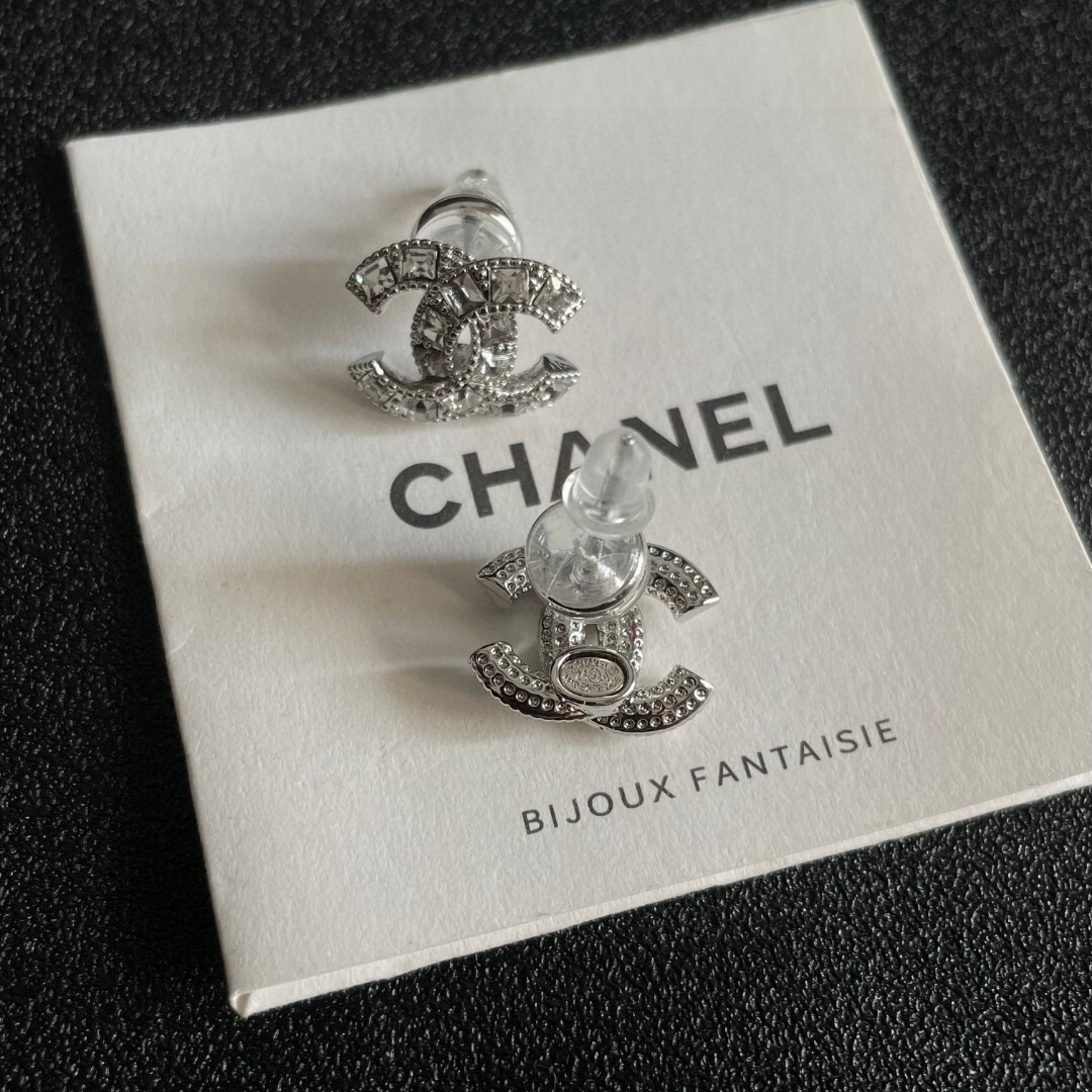 Elegant Crystal Double C Stud Earrings - Luxury Designer Style