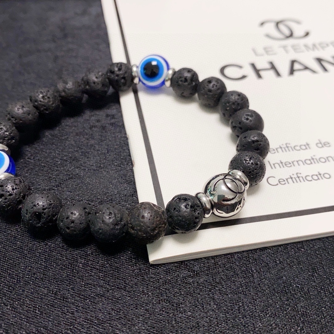 Luxury Natural Lava Stone & Evil Eye Beaded Bracelet Set for Protection