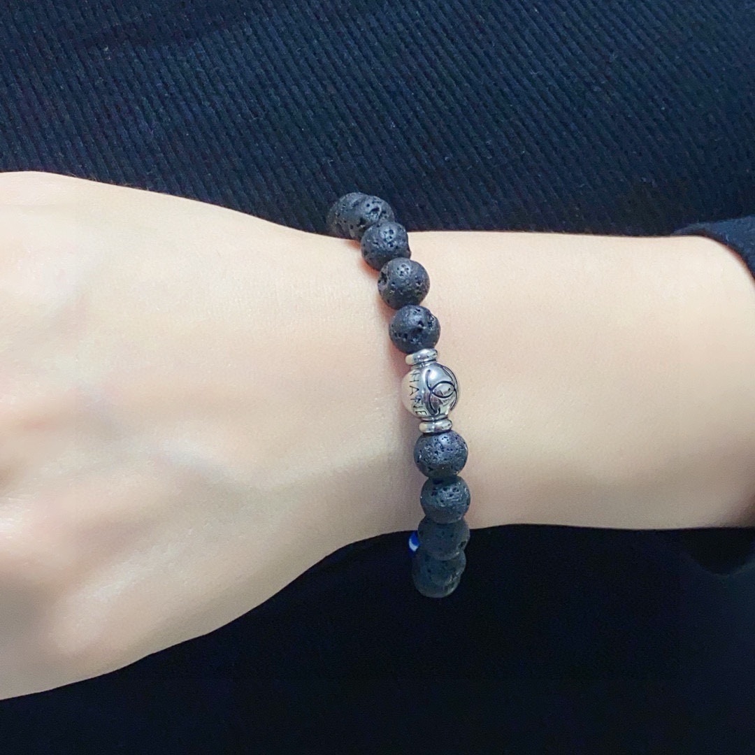 Luxury Natural Lava Stone & Evil Eye Beaded Bracelet Set for Protection
