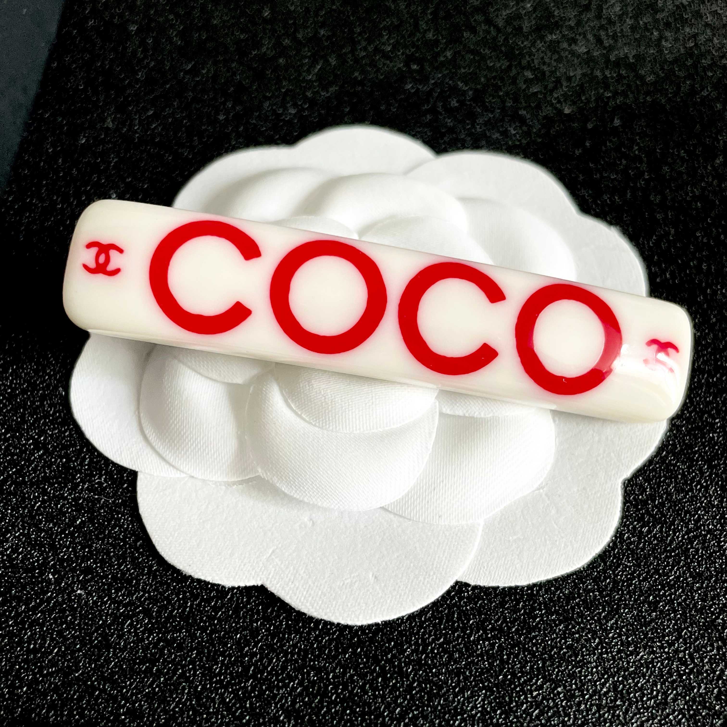 Chic COCO Designer Style White & Red Hair Clip Barrette