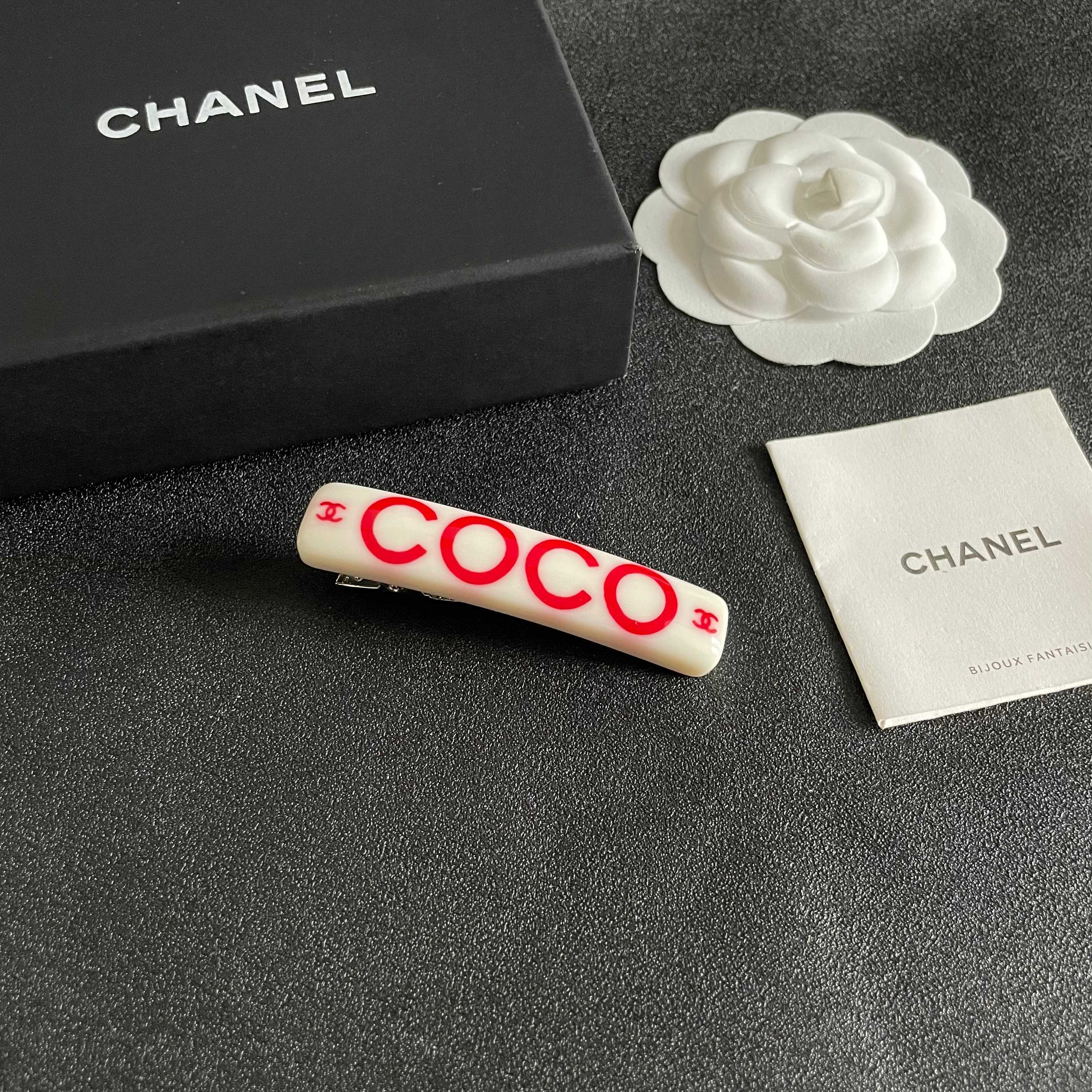 Chic COCO Designer Style White & Red Hair Clip Barrette