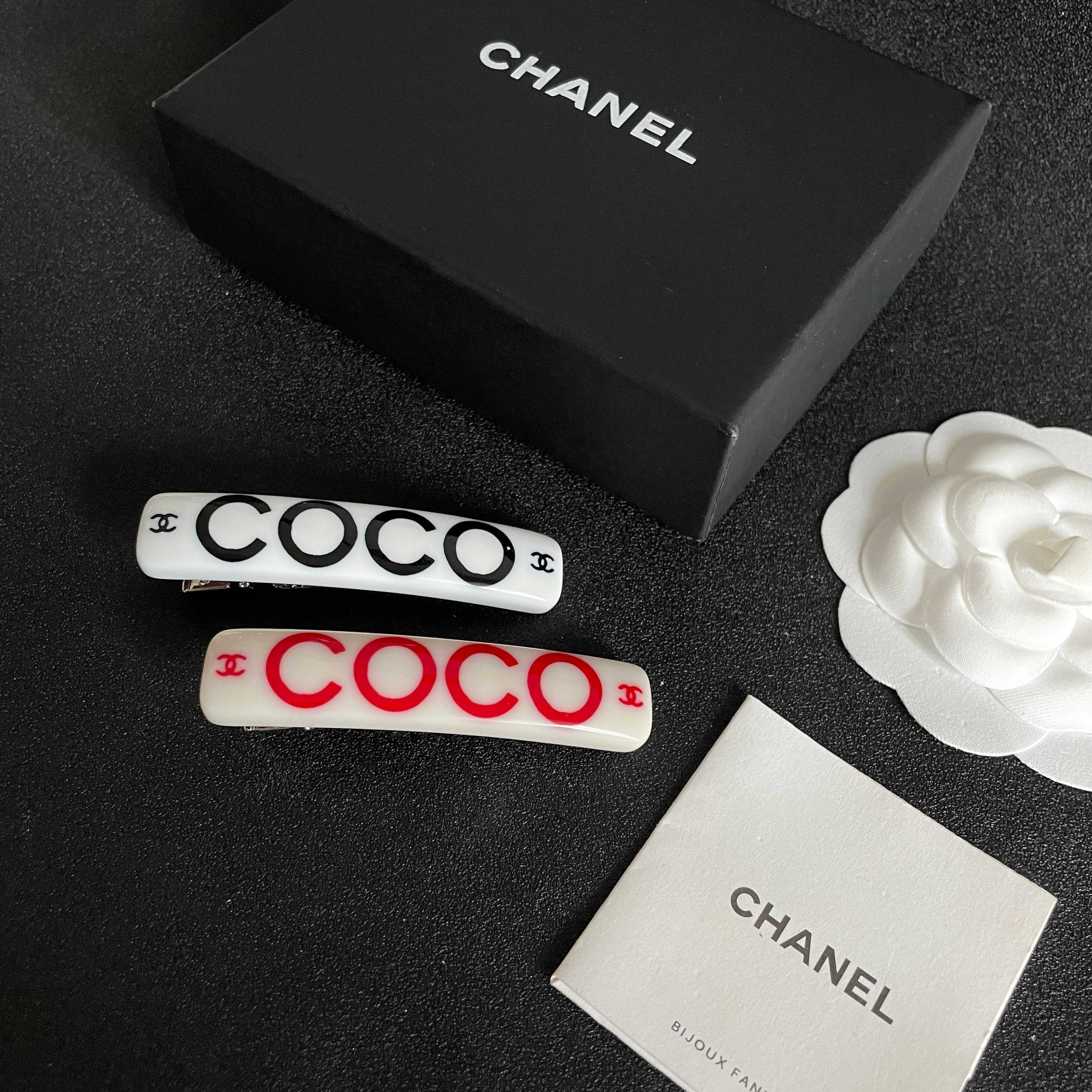 Chic COCO Designer Style White & Red Hair Clip Barrette