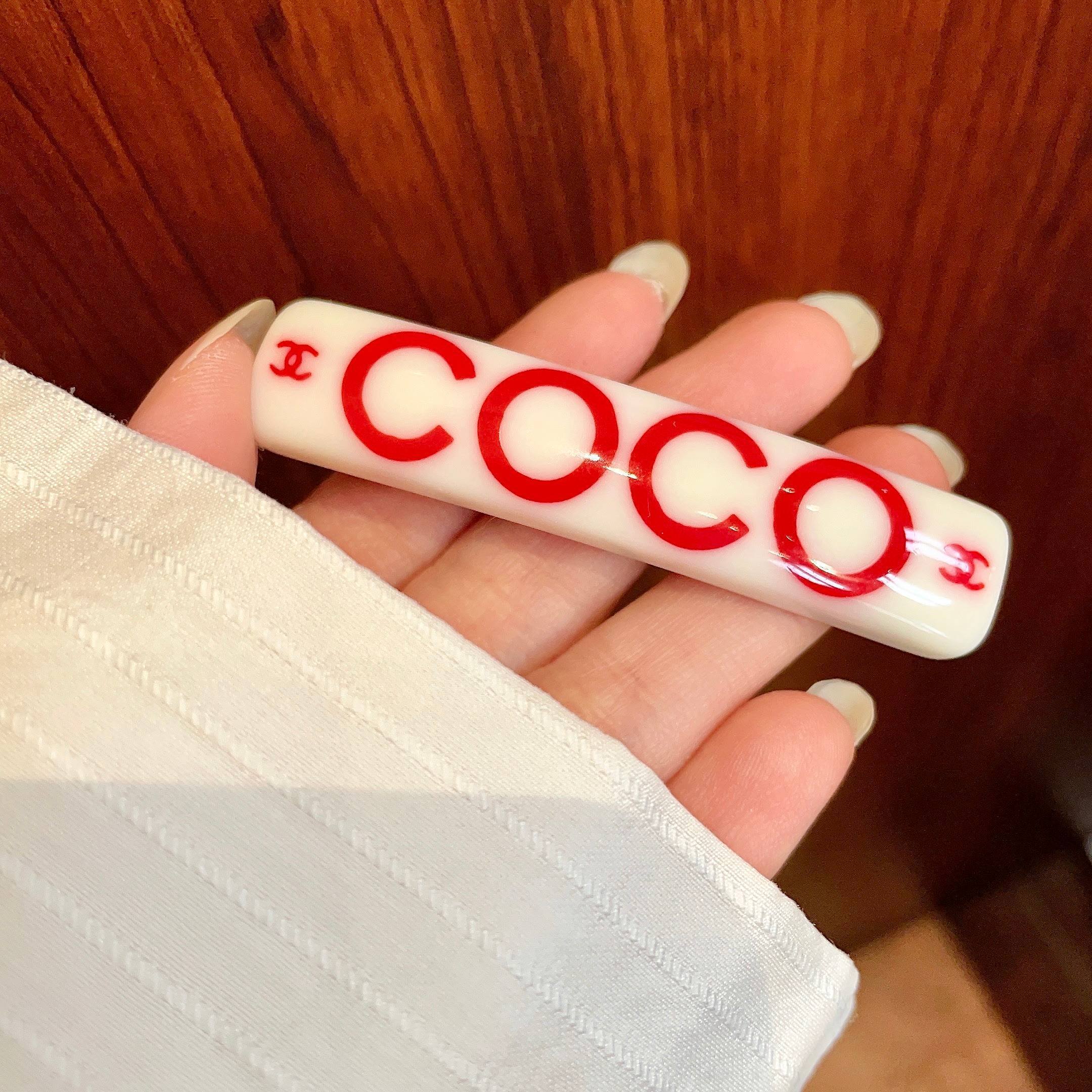 Chic COCO Designer Style White & Red Hair Clip Barrette
