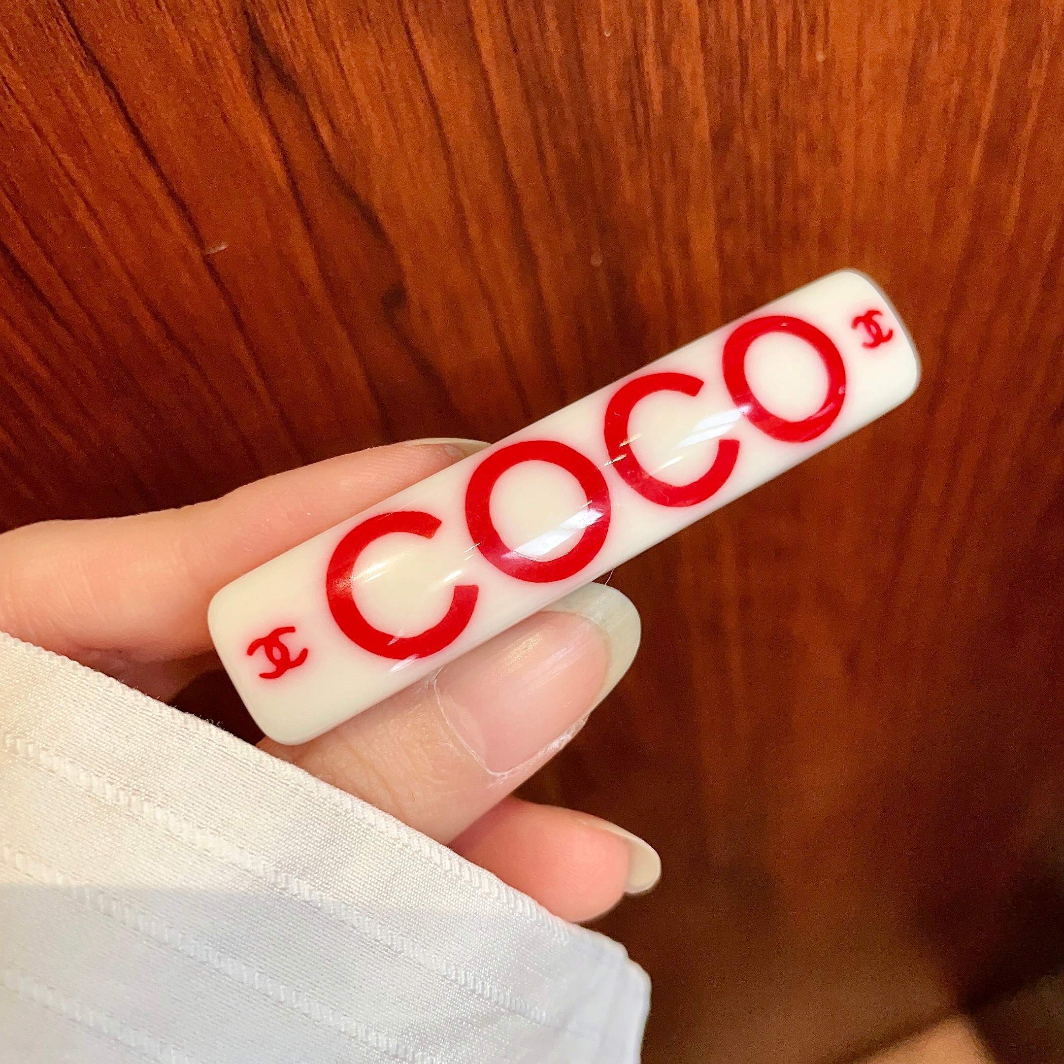 Chic COCO Designer Style White & Red Hair Clip Barrette