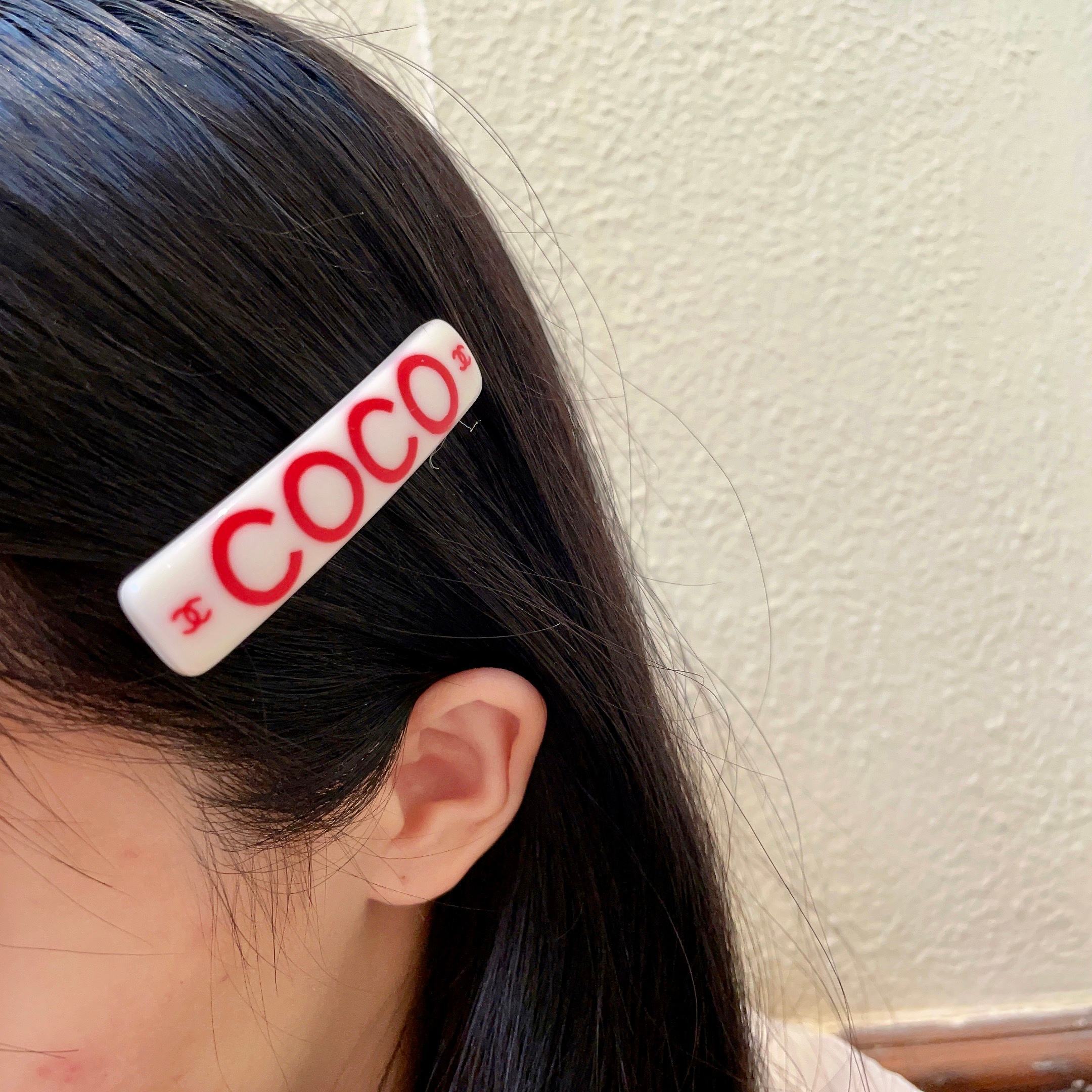 Chic COCO Designer Style White & Red Hair Clip Barrette