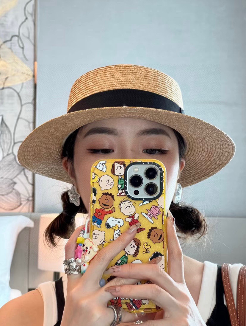 Luxury Silver Glitter Star Stud Earrings with Iconic CC Logo