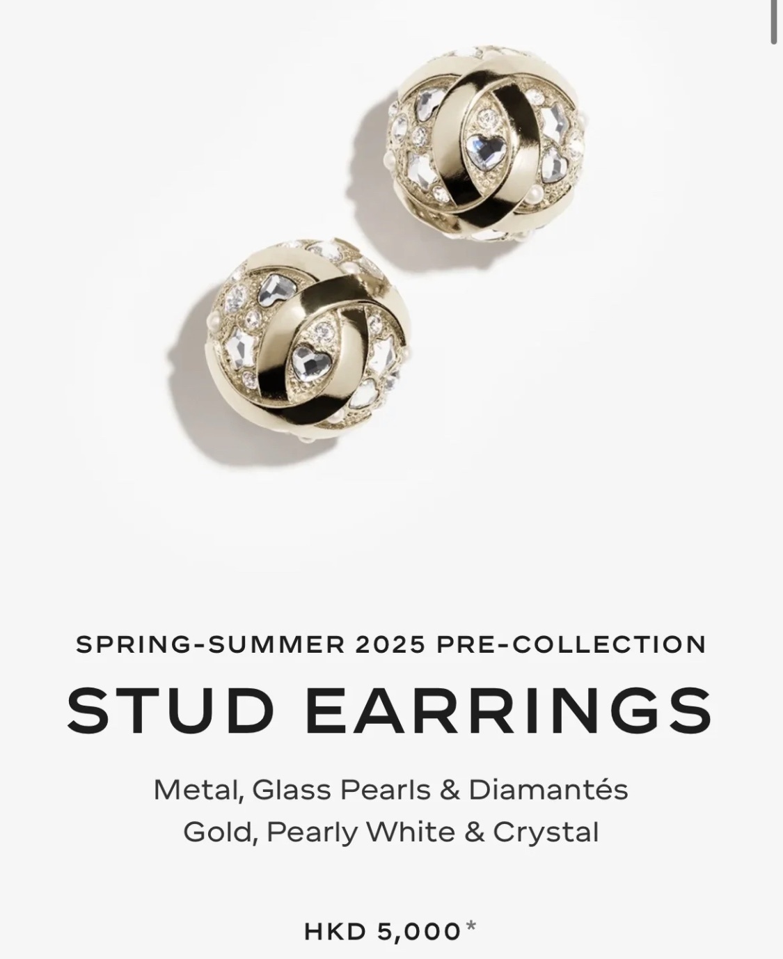 Luxury CC Crystal Pearl Ball Stud Earrings for Women