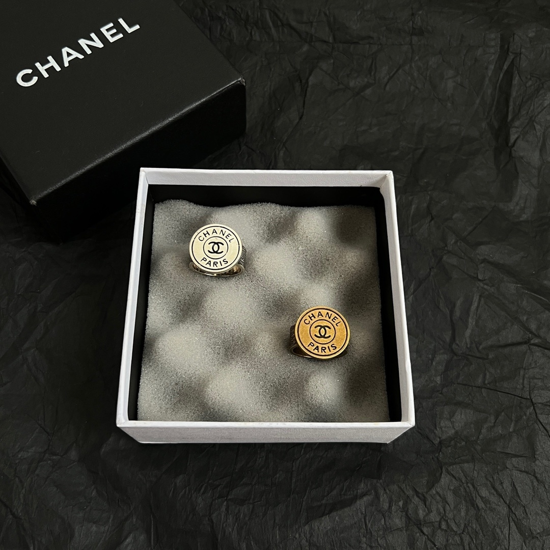 Chanel Paris Double C Logo Ring - Vintage Style Fashion Jewelry