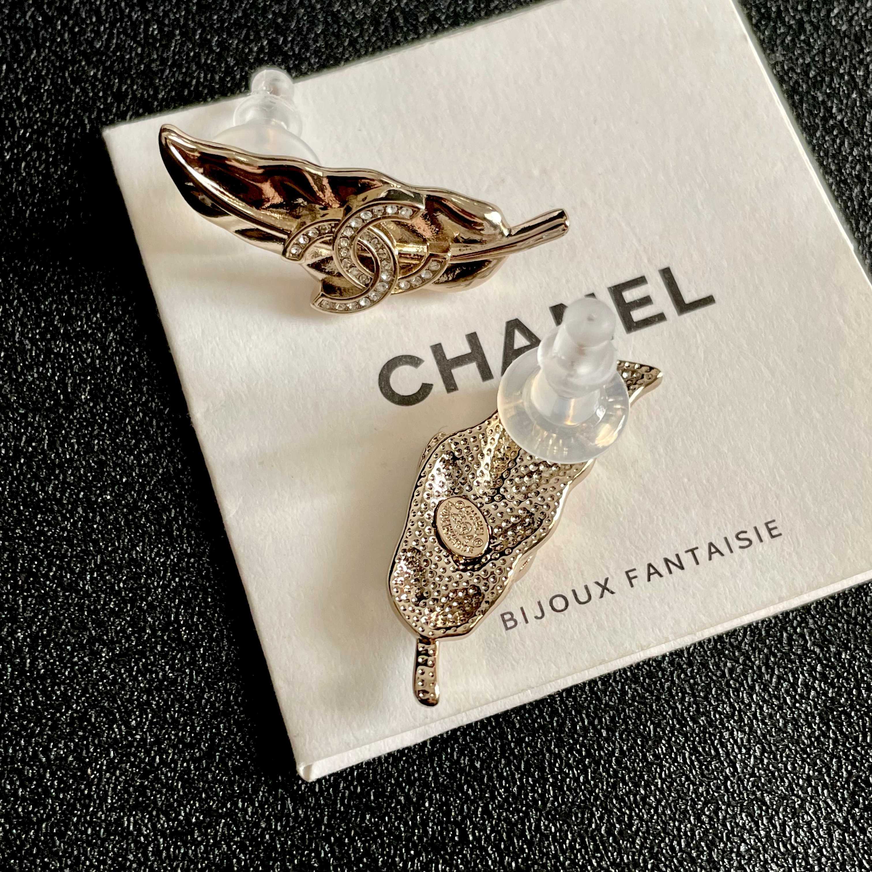 Elegant Gold Leaf Rhinestone Earrings - Designer Inspired Jewelry