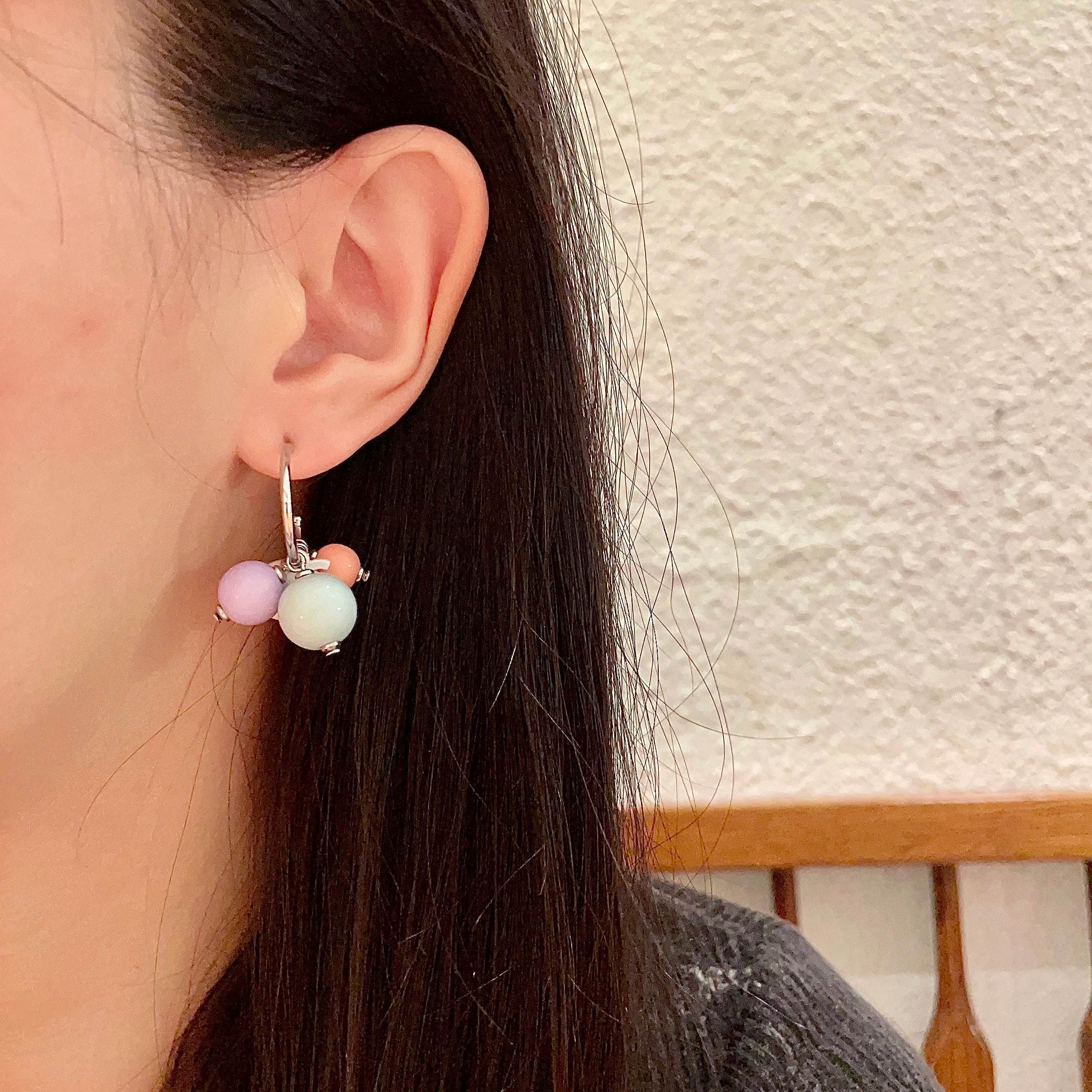 Chanel CC Logo Pastel Bead Earrings & Necklace Jewelry Set