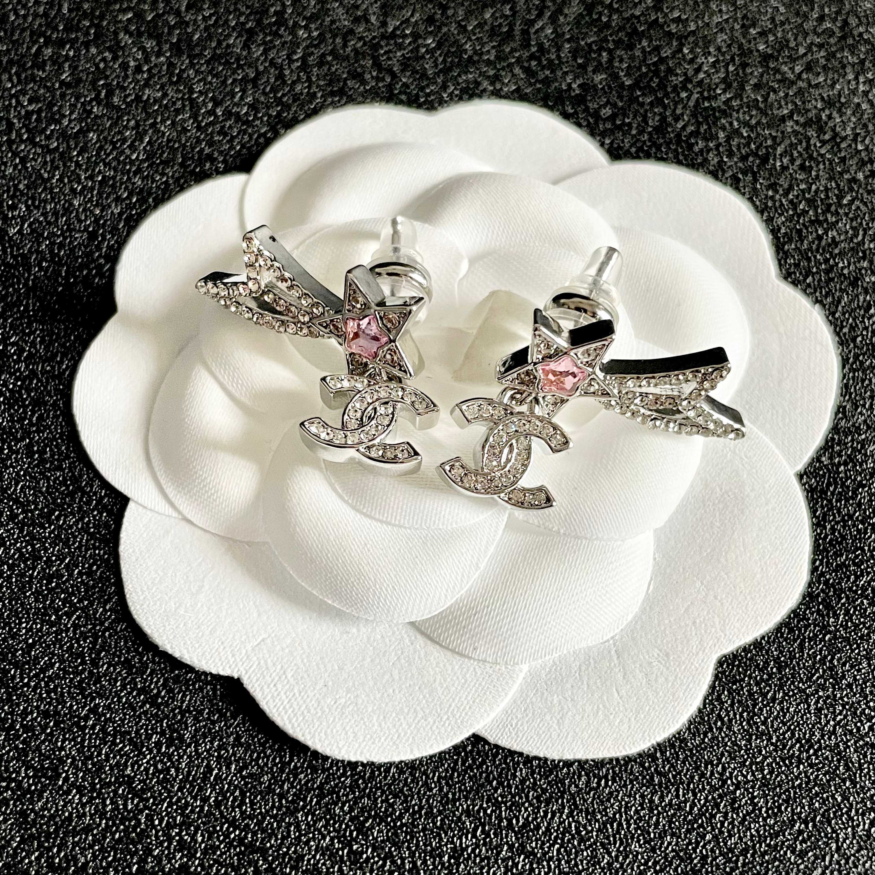 Chanel Comet Star CC Logo Crystal Earrings - Luxury Jewelry