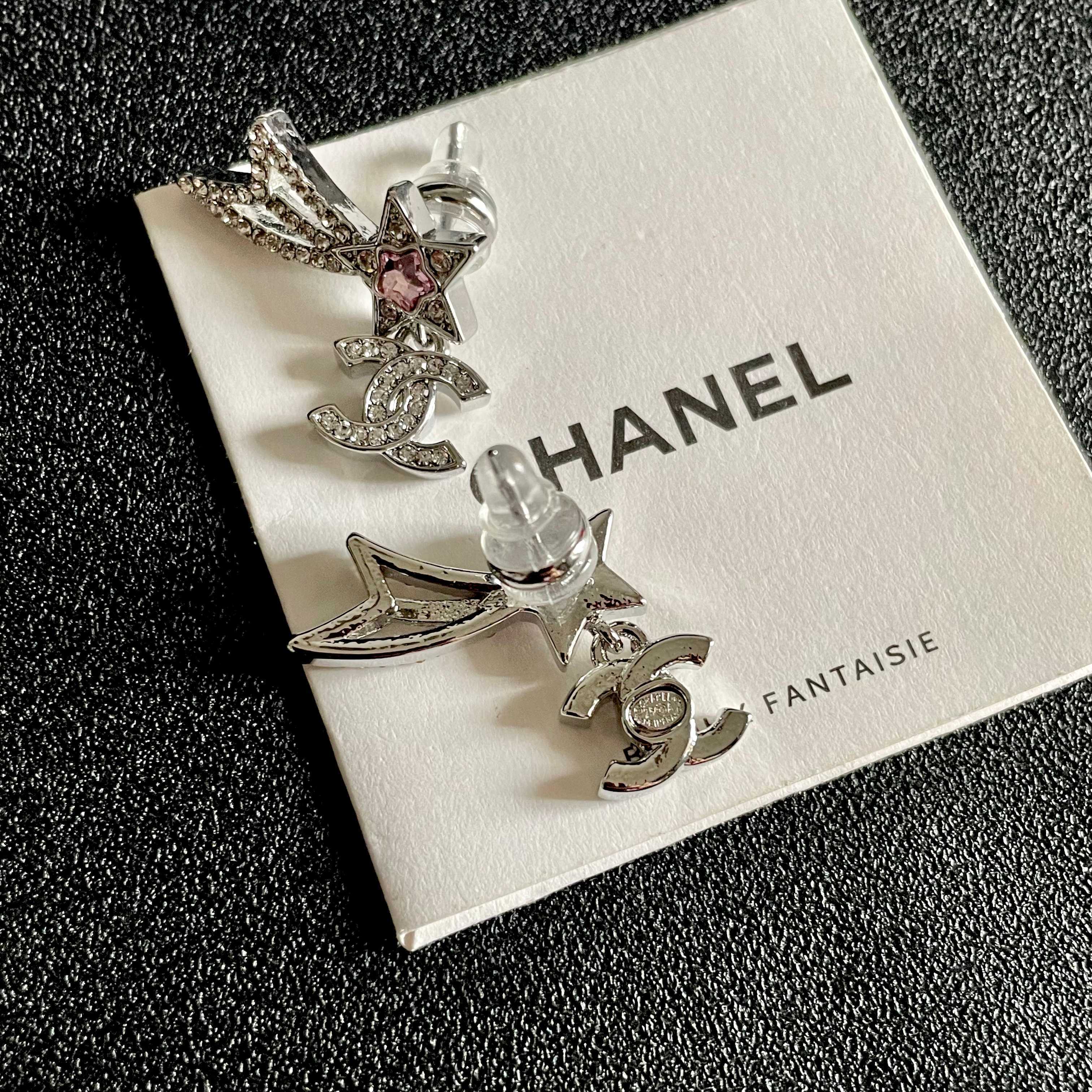 Chanel Comet Star CC Logo Crystal Earrings - Luxury Jewelry