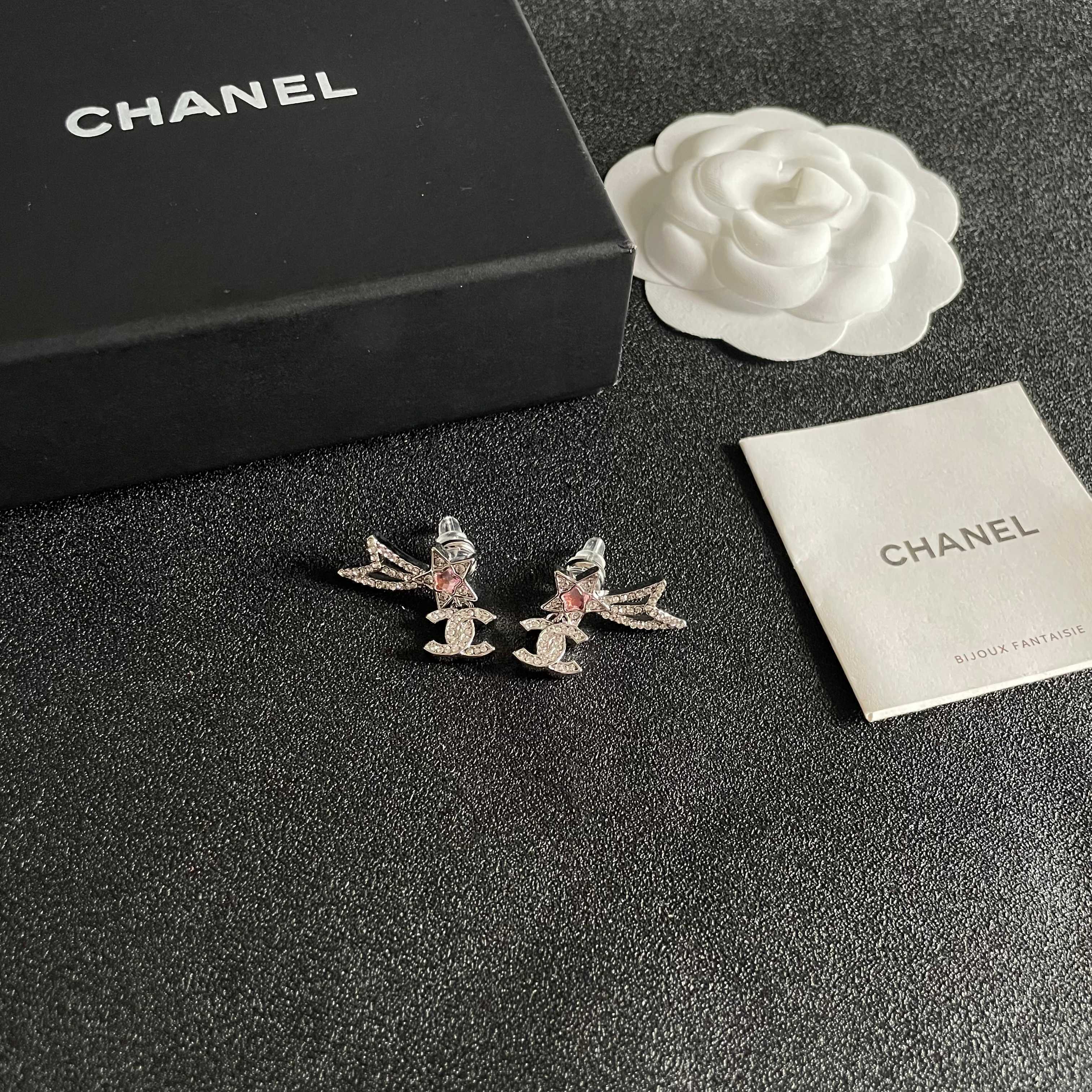 Chanel Comet Star CC Logo Crystal Earrings - Luxury Jewelry