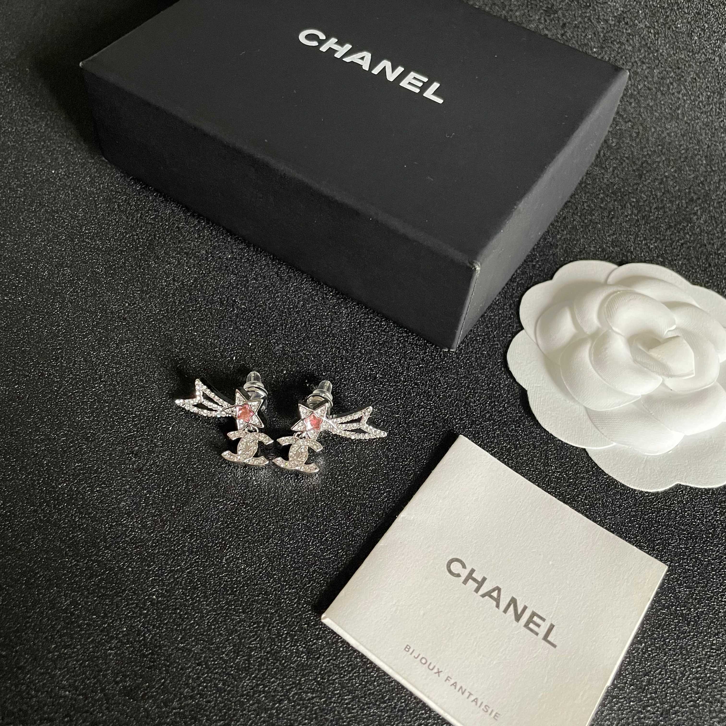 Chanel Comet Star CC Logo Crystal Earrings - Luxury Jewelry