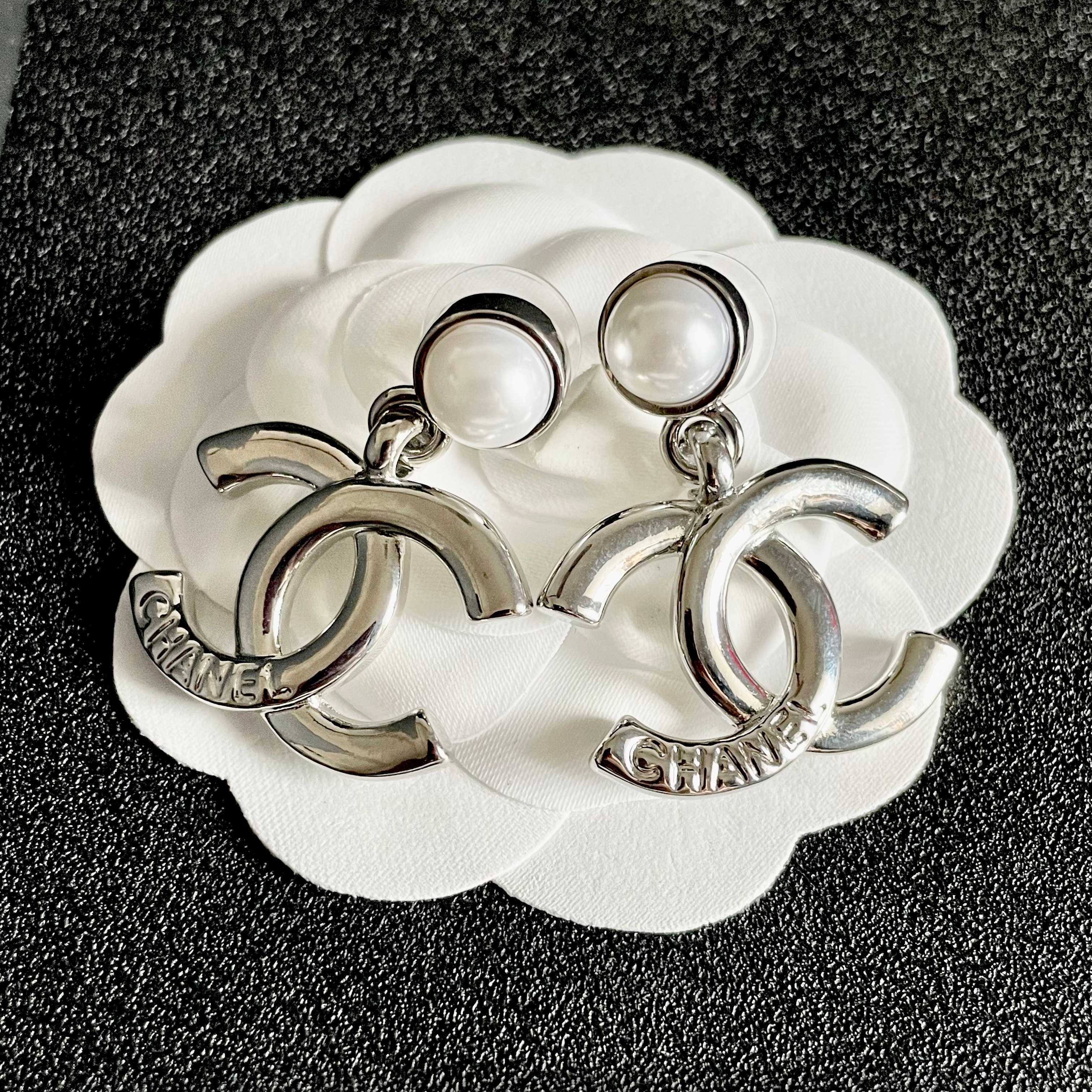 Classic Double C Pearl Drop Earrings - Elegant Designer Style