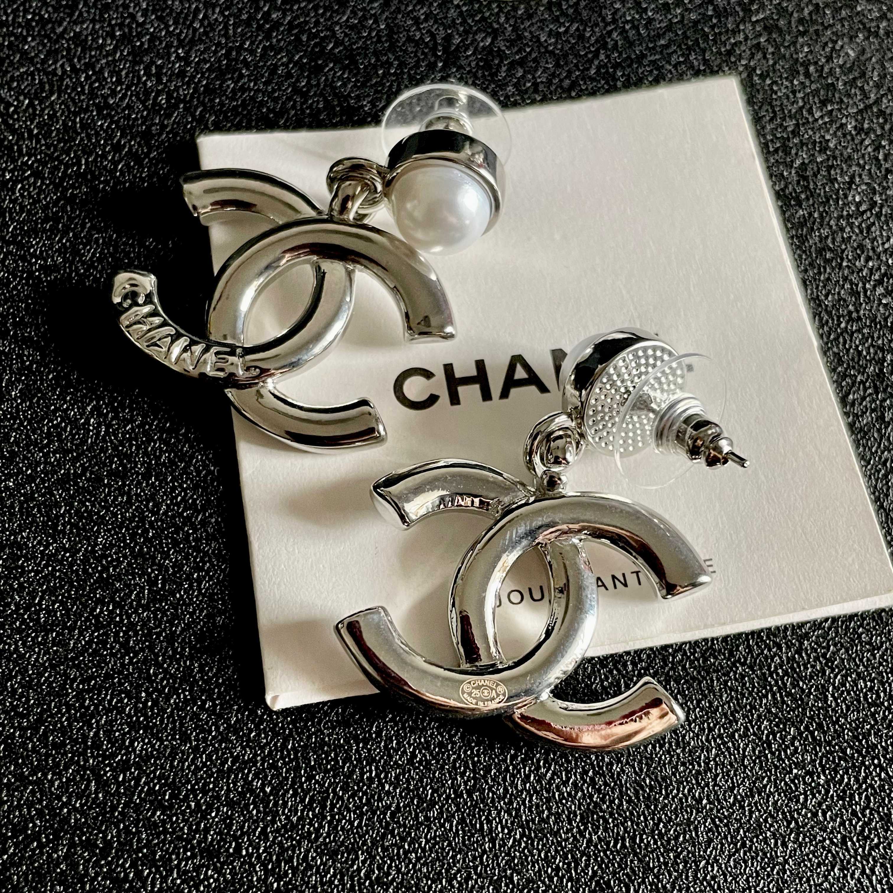 Classic Double C Pearl Drop Earrings - Elegant Designer Style