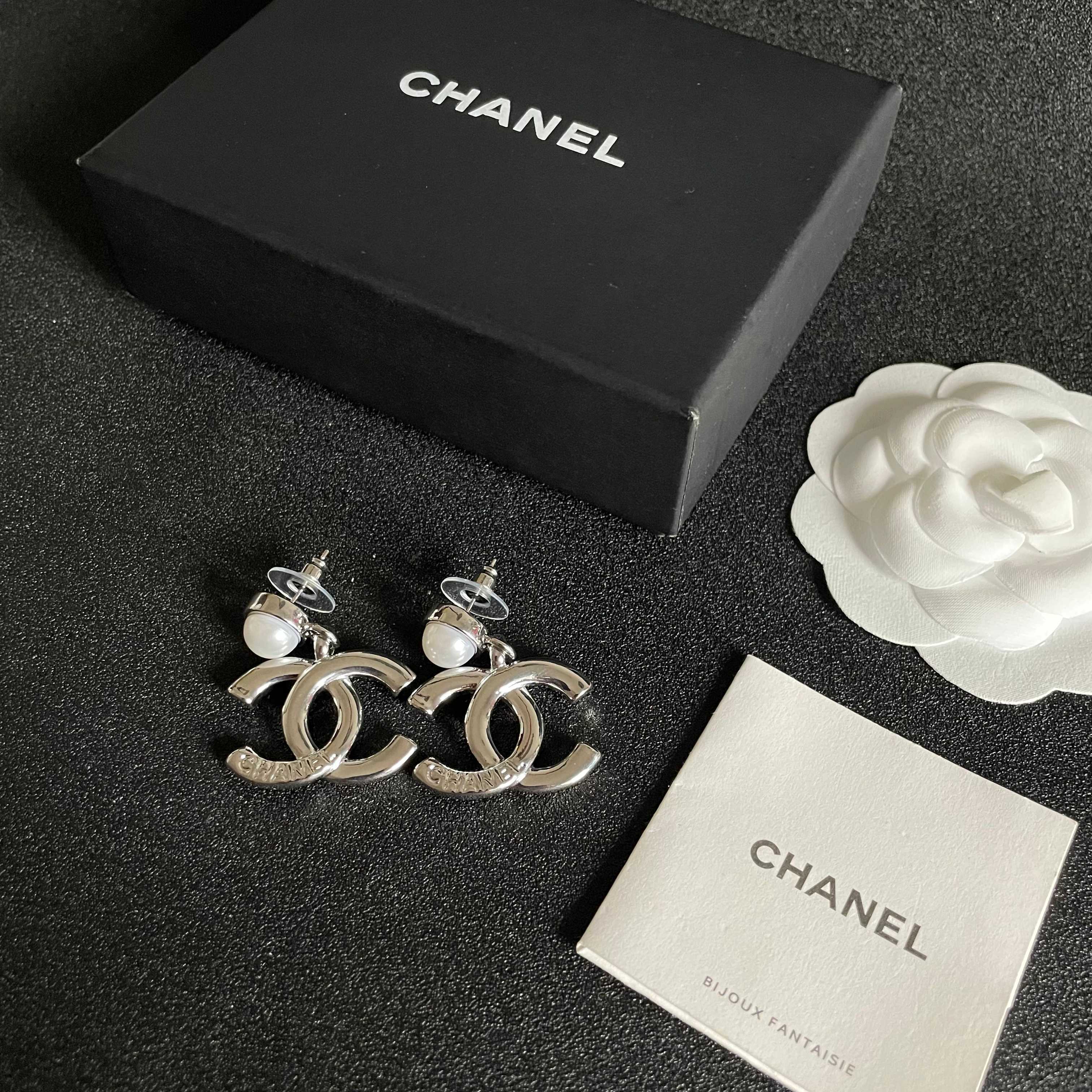 Classic Double C Pearl Drop Earrings - Elegant Designer Style