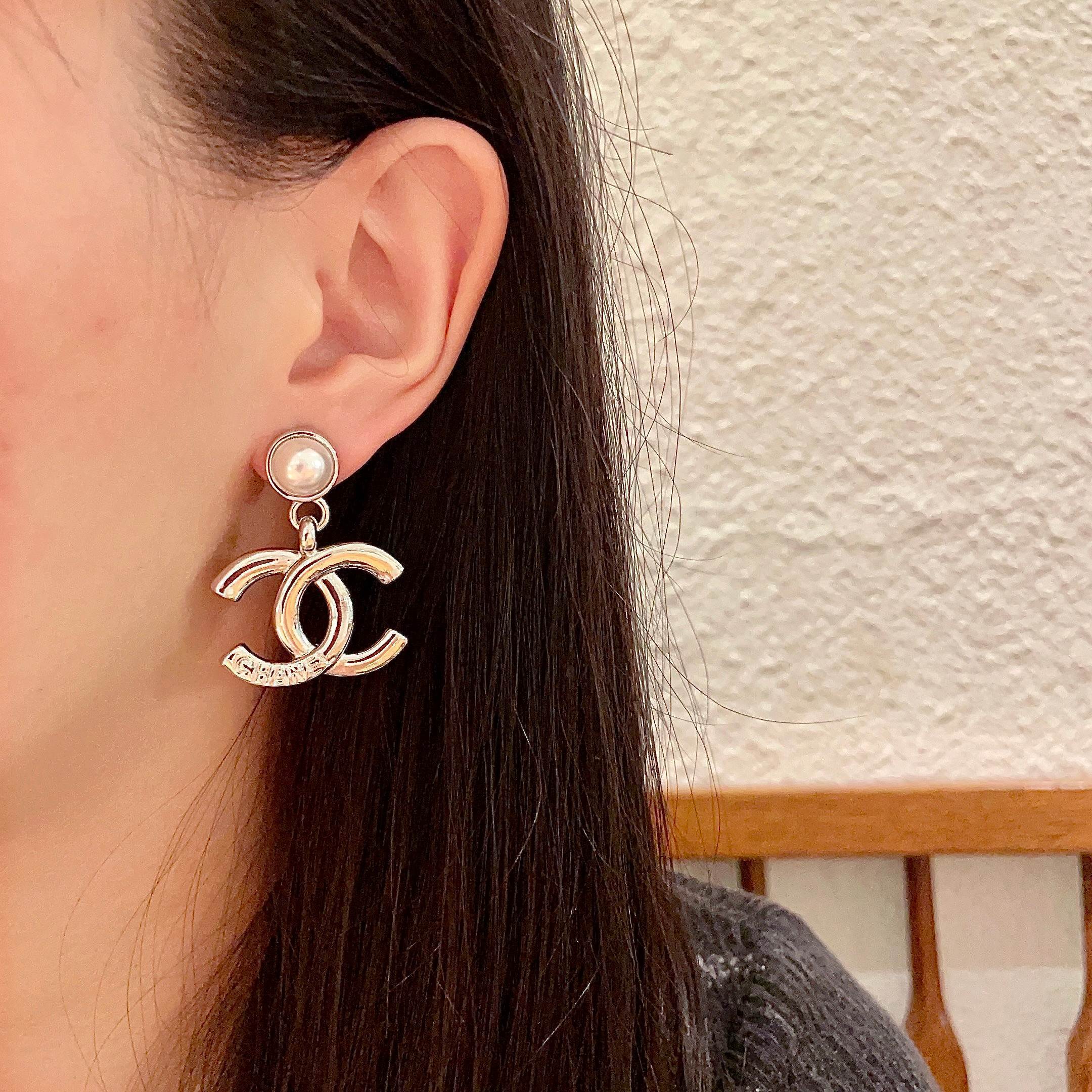 Classic Double C Pearl Drop Earrings - Elegant Designer Style