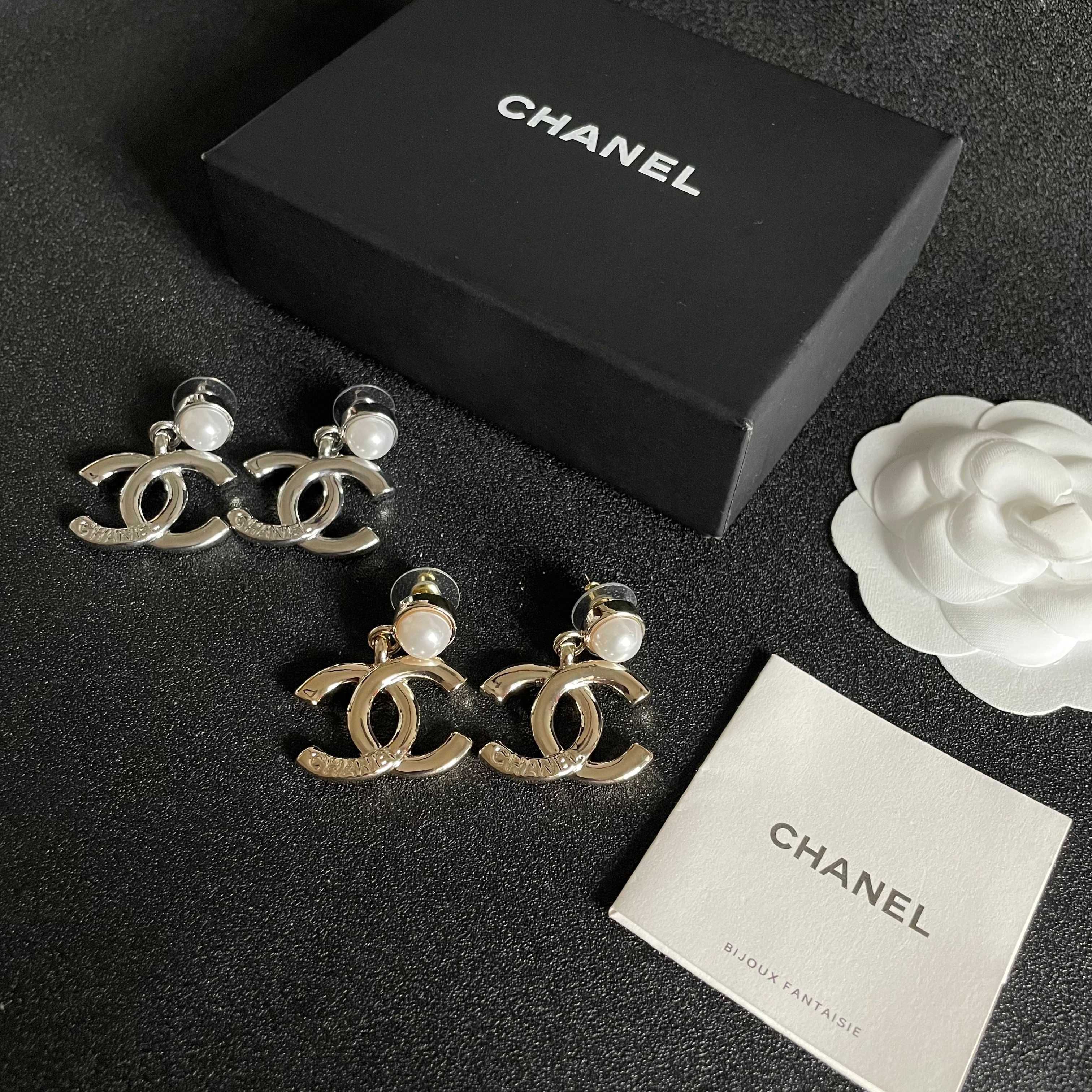 Classic Double C Pearl Drop Earrings - Elegant Designer Style