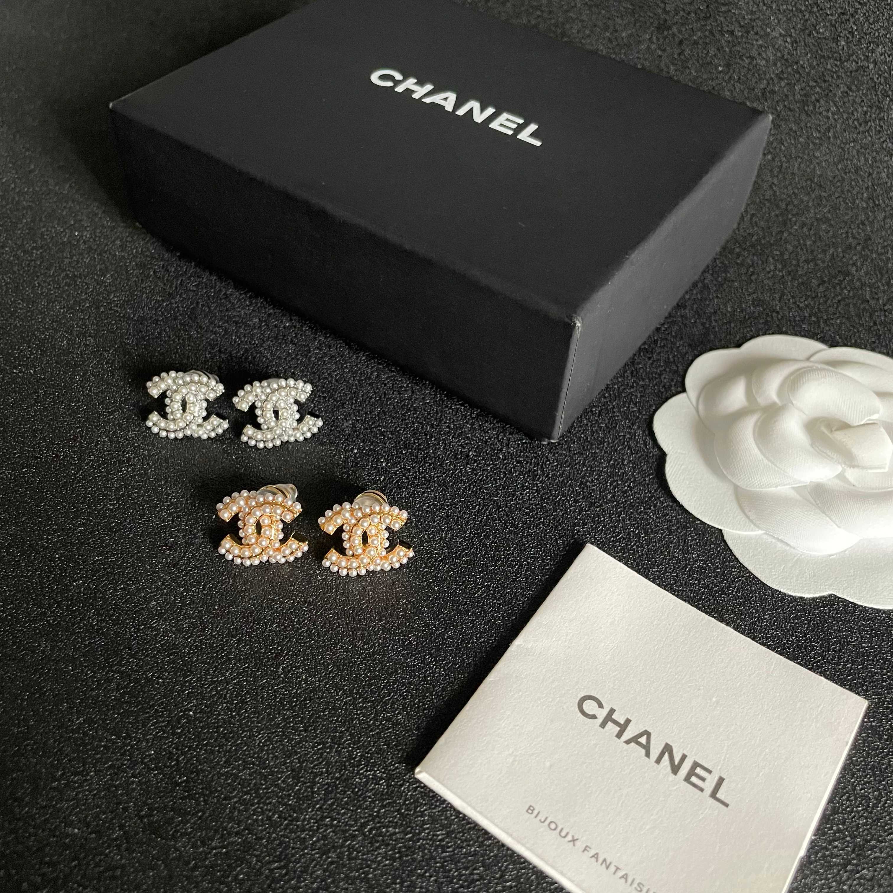 Elegant Pearl Double C Stud Earrings - Luxury Designer Style