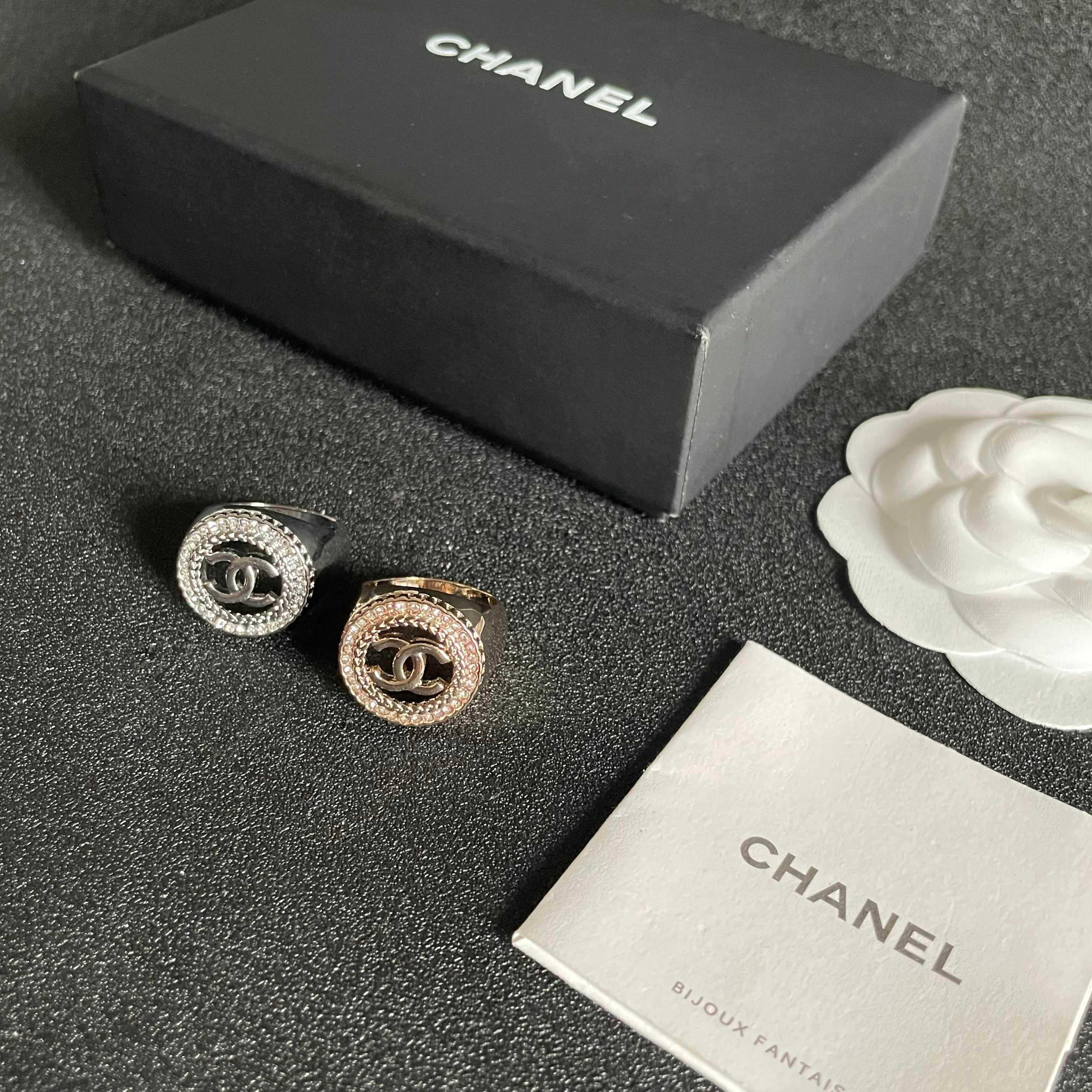 Luxury Gold-Plated Double C Crystal Statement Ring for Women