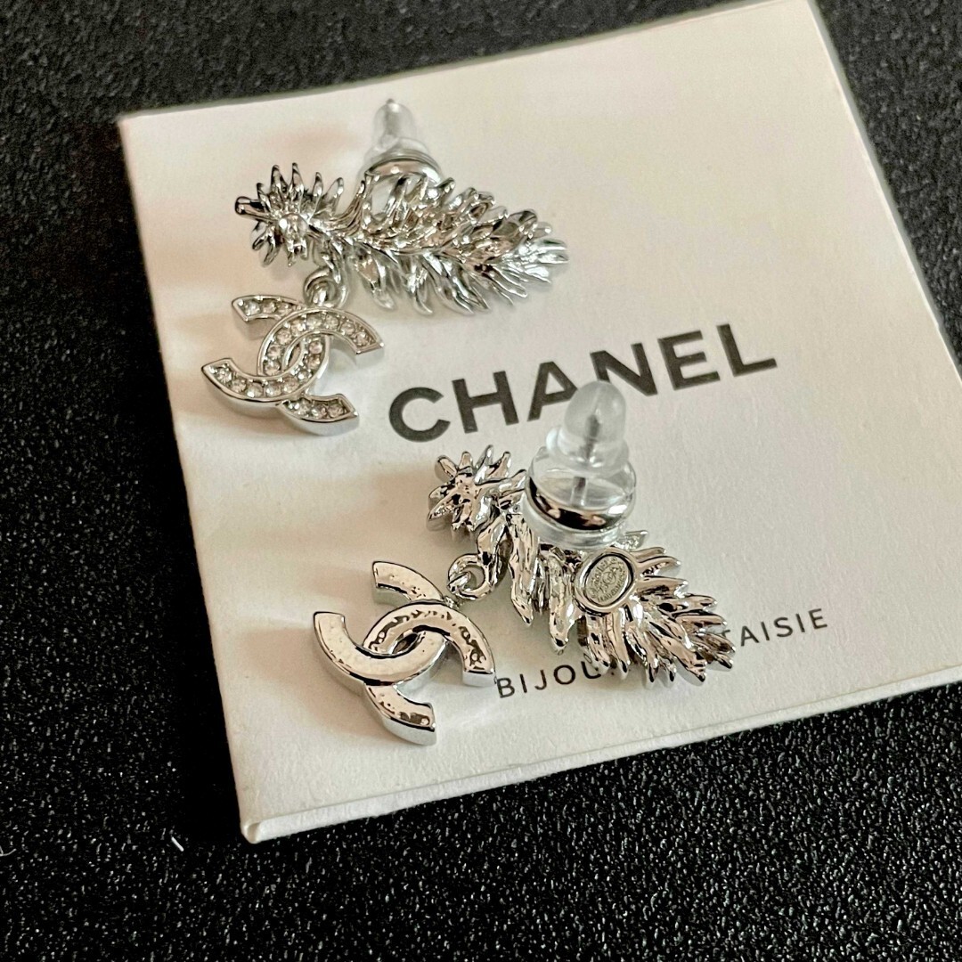 Luxury Silver Crystal Crawler Drop Earrings with Logo Charm