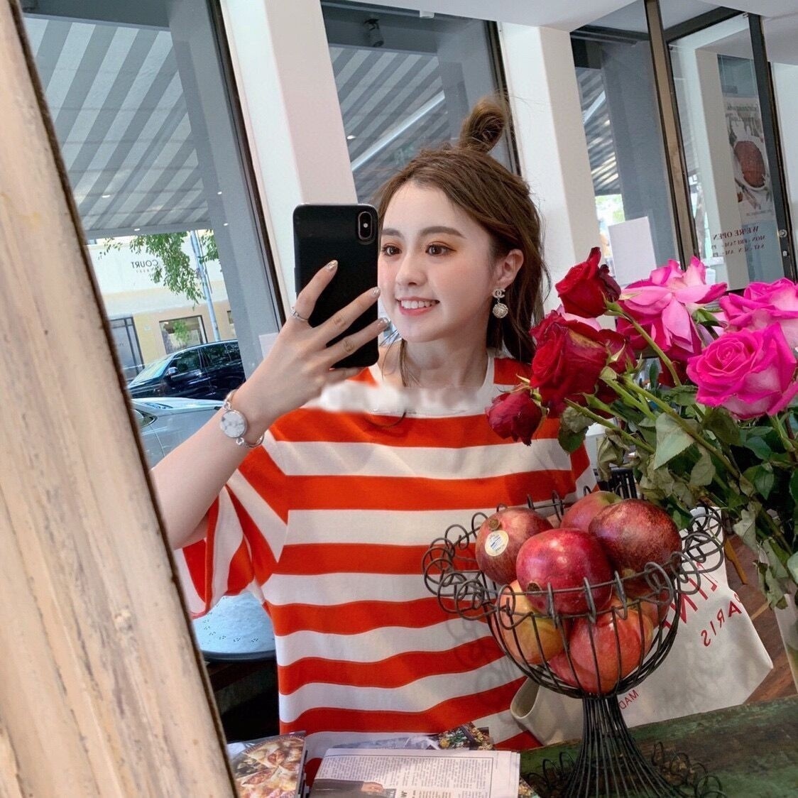 Vintage Gold-Tone CC Logo Caged Pearl Drop Earrings