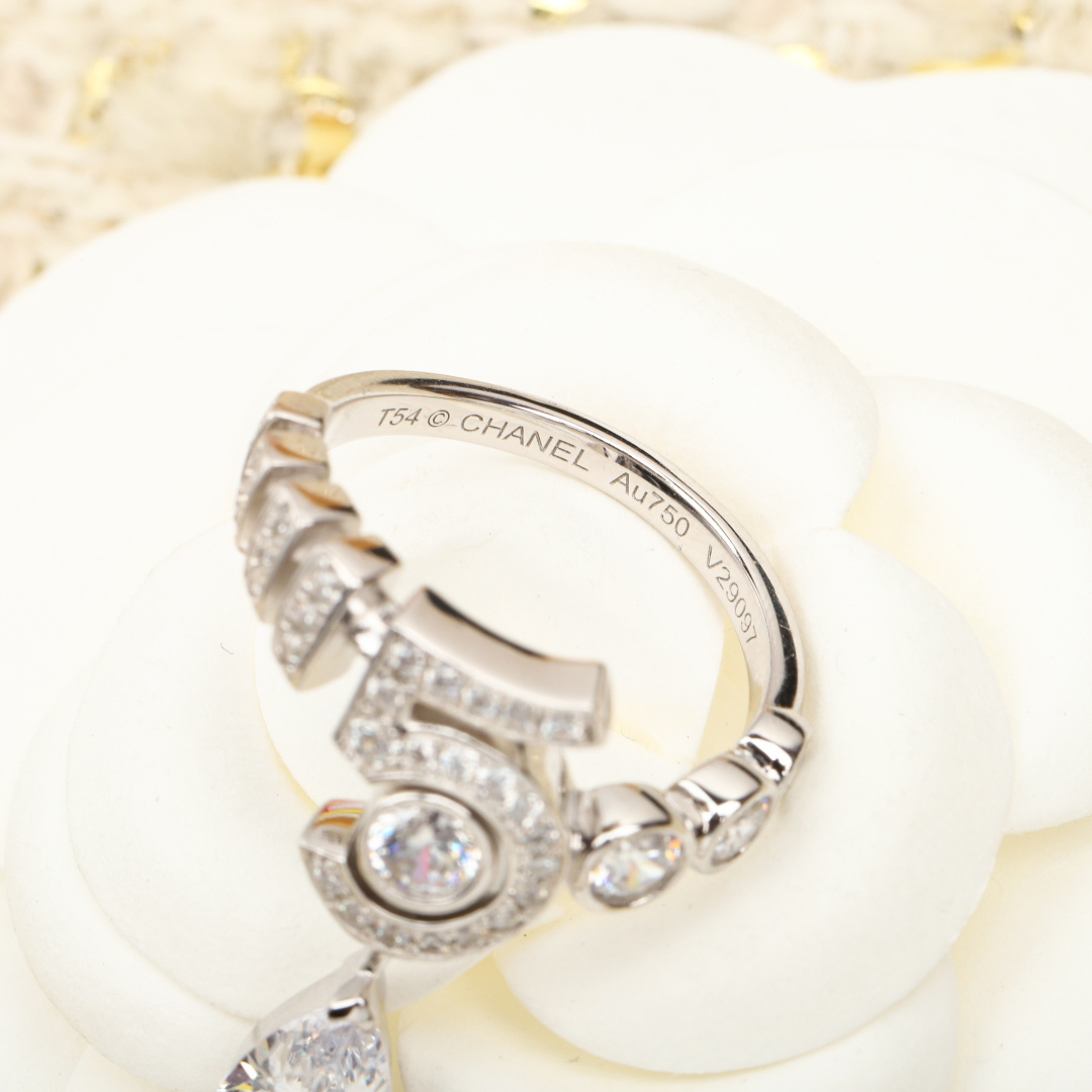 Chanel No. 5 Crystal Ring with Elegant Teardrop Charm