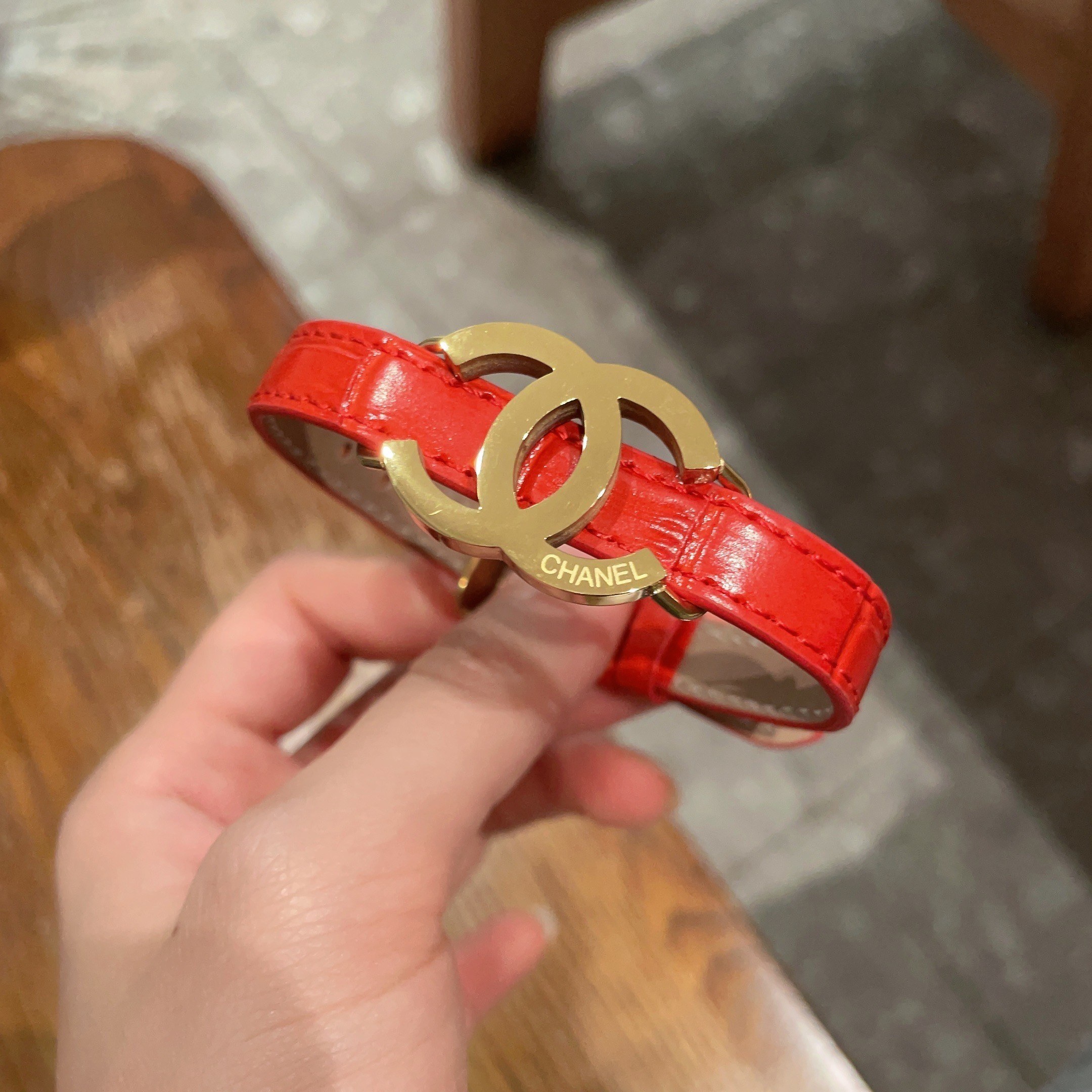 Luxury CC Logo Leather Bracelet - Elegant Adjustable Designer Strap