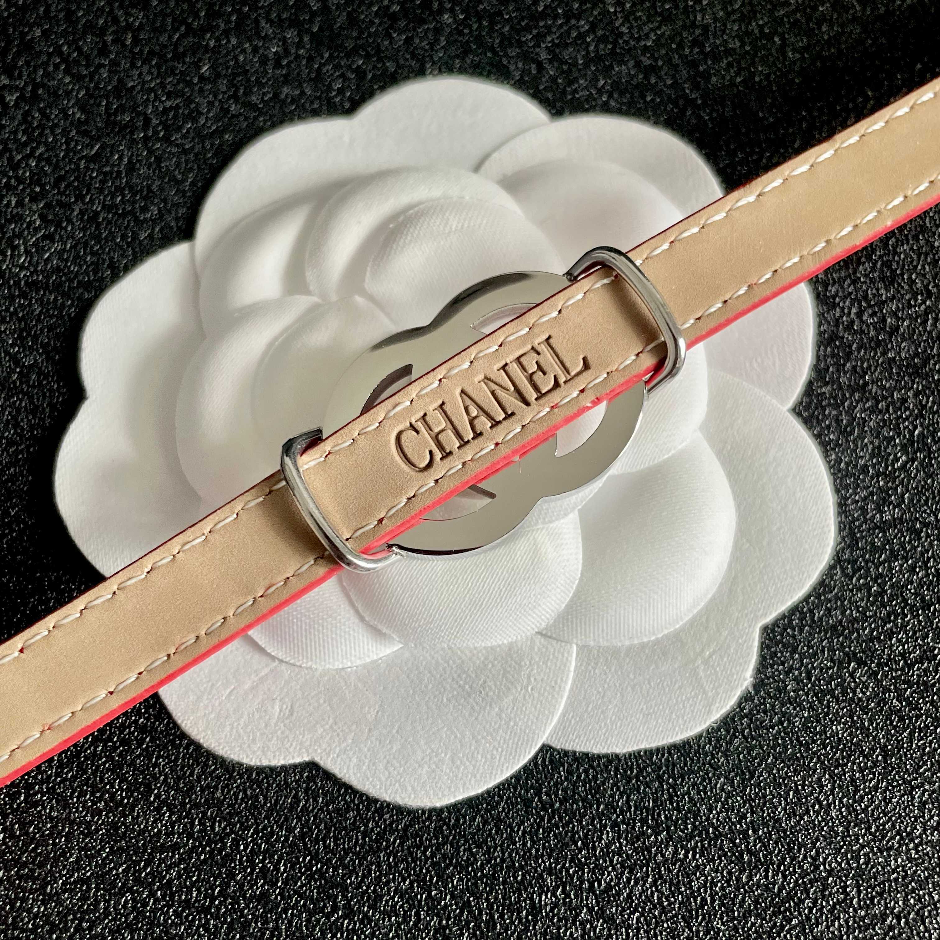 Luxury Red Leather Bracelet with Silver CC Logo Designer Jewelry