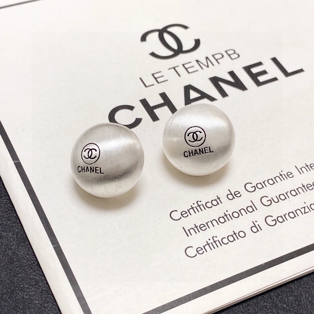 Elegant CC Logo Matte Pearl Stud Earrings - Luxury Jewelry for Women