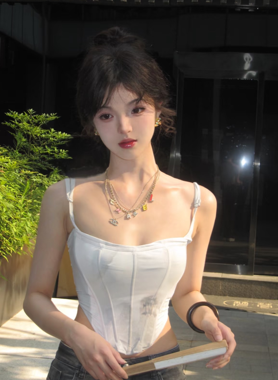 Chanel Multi-Layered Gold Necklace with Colorful CC & Letter Charms