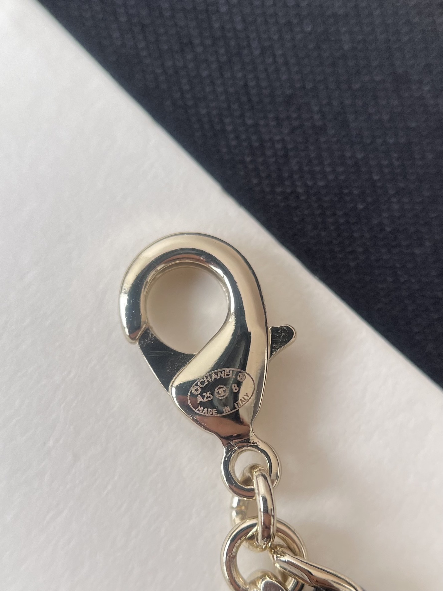 Luxury Chanel Double Chain CC Logo Necklace - Gold & Black Leather