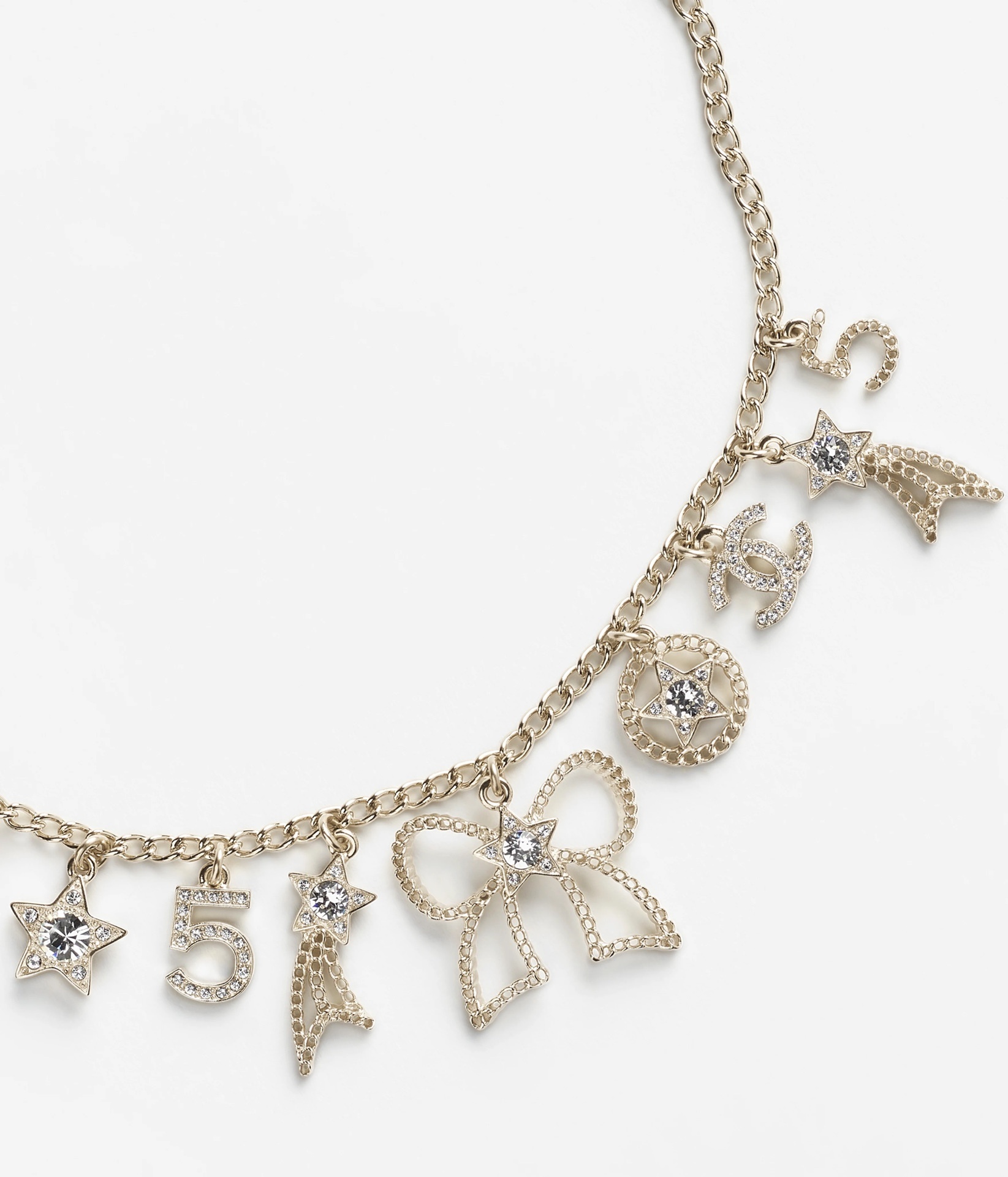 Chanel 2025/26 Fall-Winter Gold-Tone Rhinestone Charm Necklace