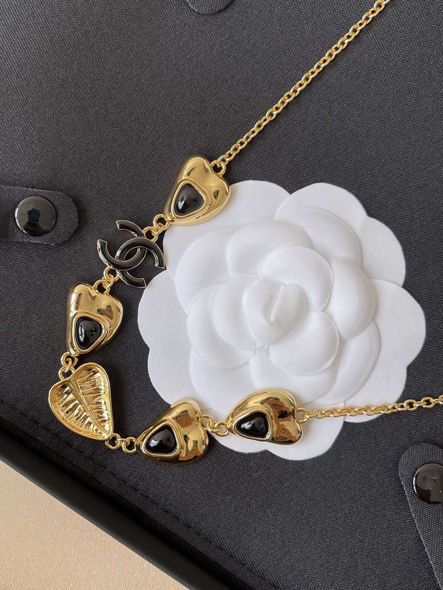 Chanel Luxury Gold-Tone Heart & Leaf CC Logo Jewelry Collection