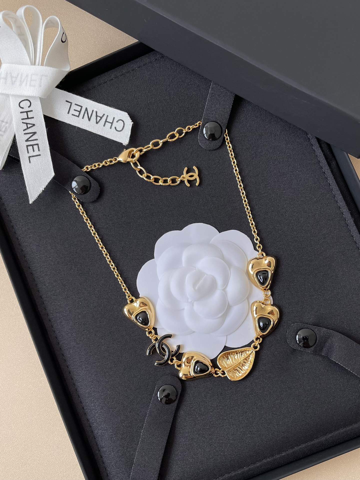Chanel Luxury Gold-Tone Heart & Leaf CC Logo Jewelry Collection