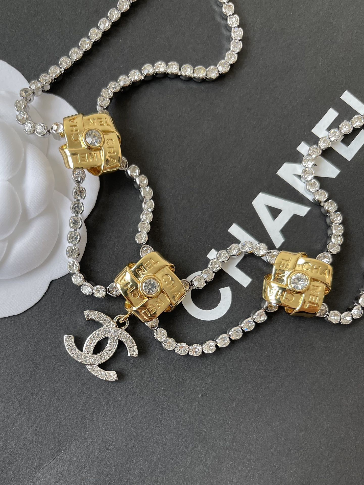 Chanel Metiers d'Art 2024/25 Crystal & Gold Double Strand Necklace