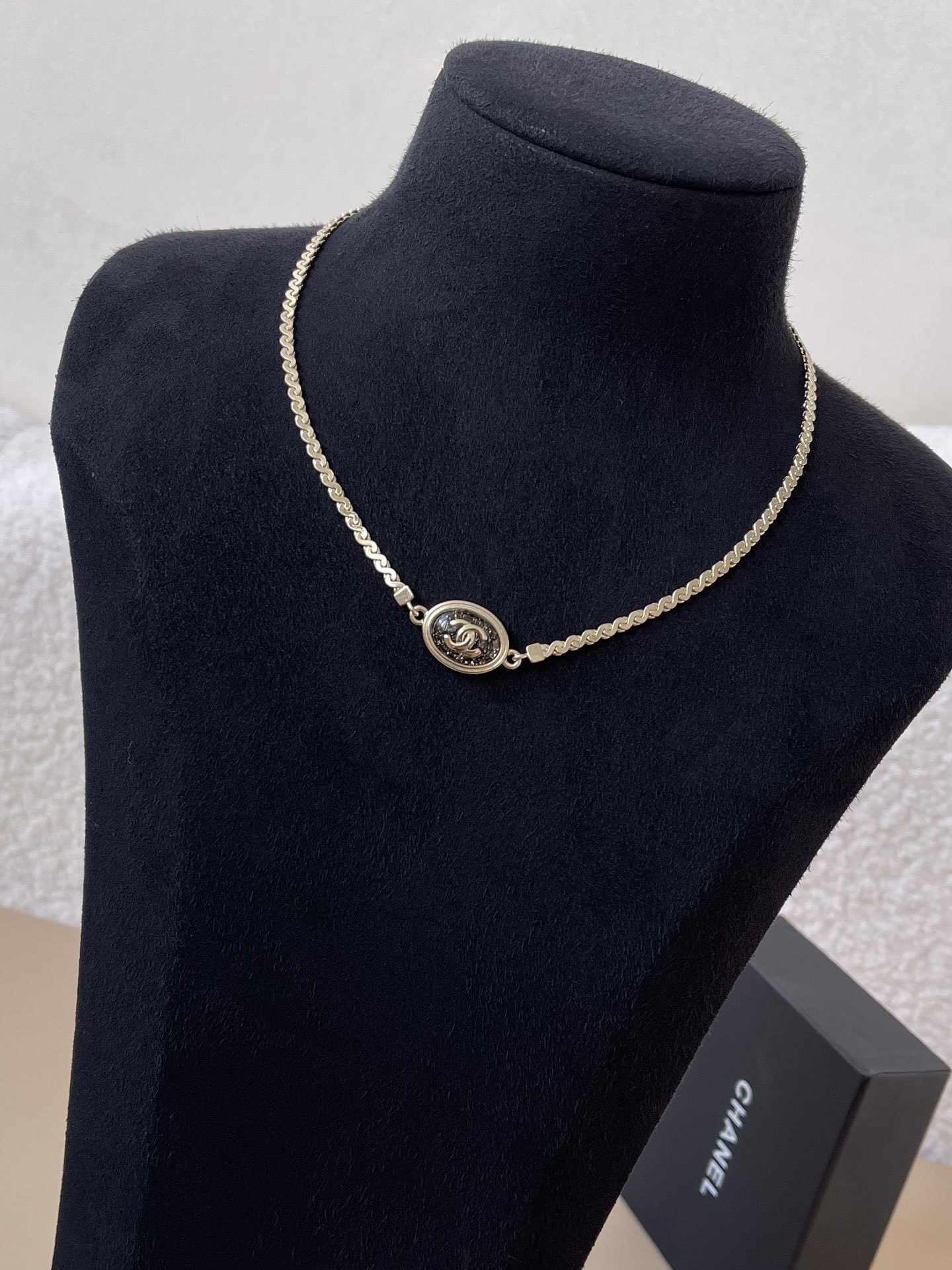 Chanel CC Logo Oval Pendant Necklace - Gold-Tone Luxury Jewelry