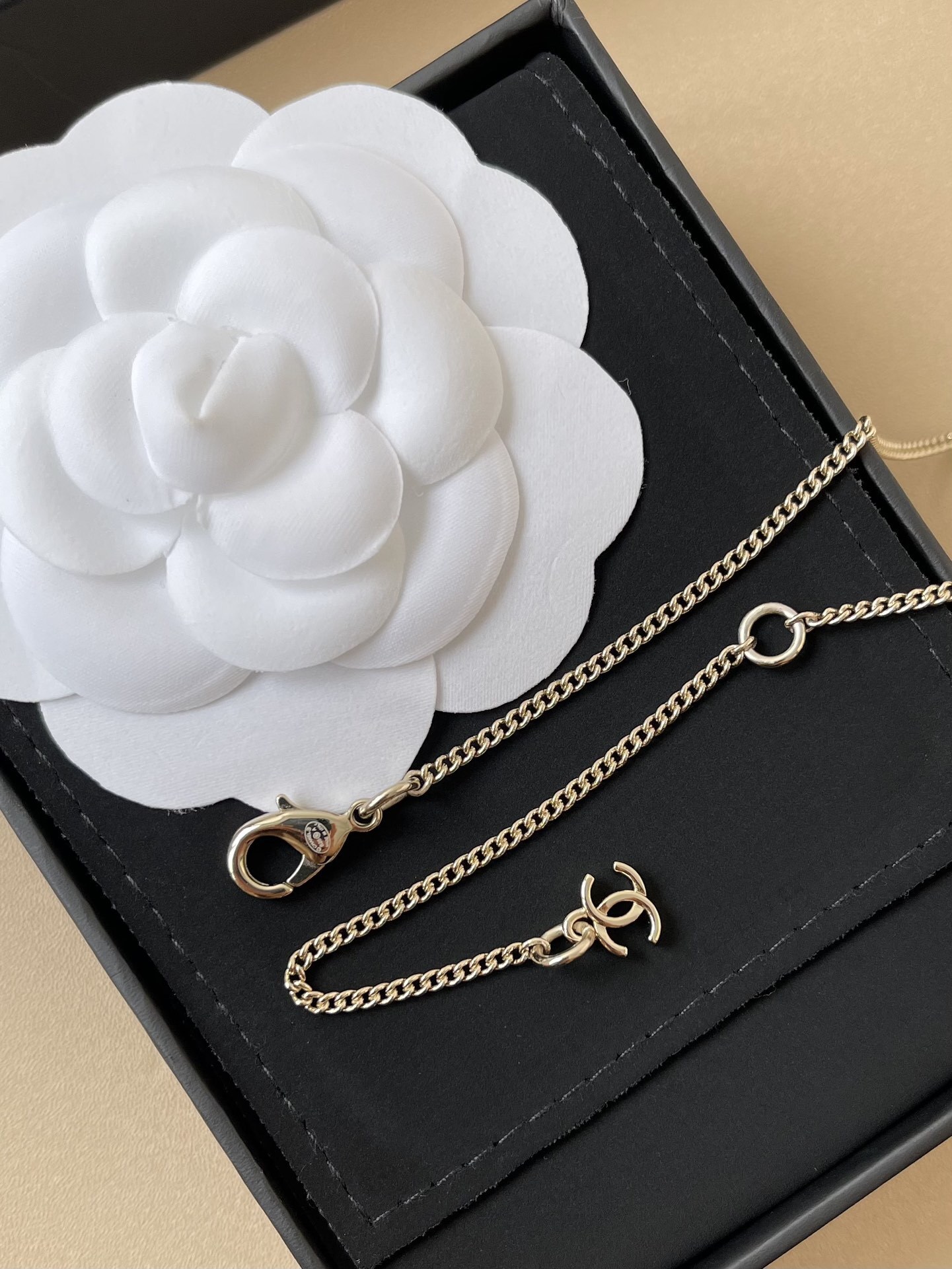 Chanel CC Logo Crystal Sphere Necklace - Elegant Gold Tone Jewelry