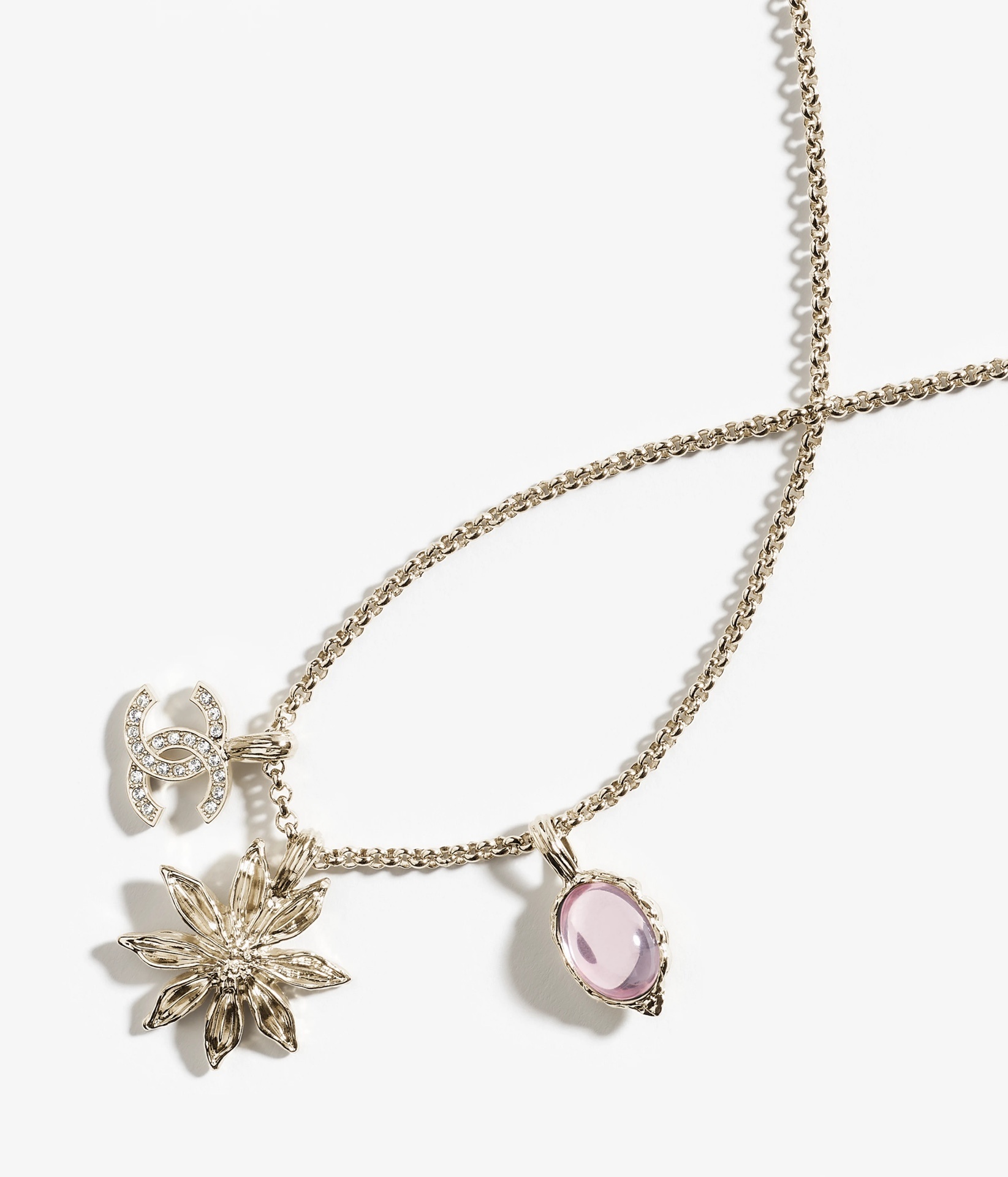 Chanel 2024/25 Metiers d'Art Long Pendant Necklace - Gold & Pink