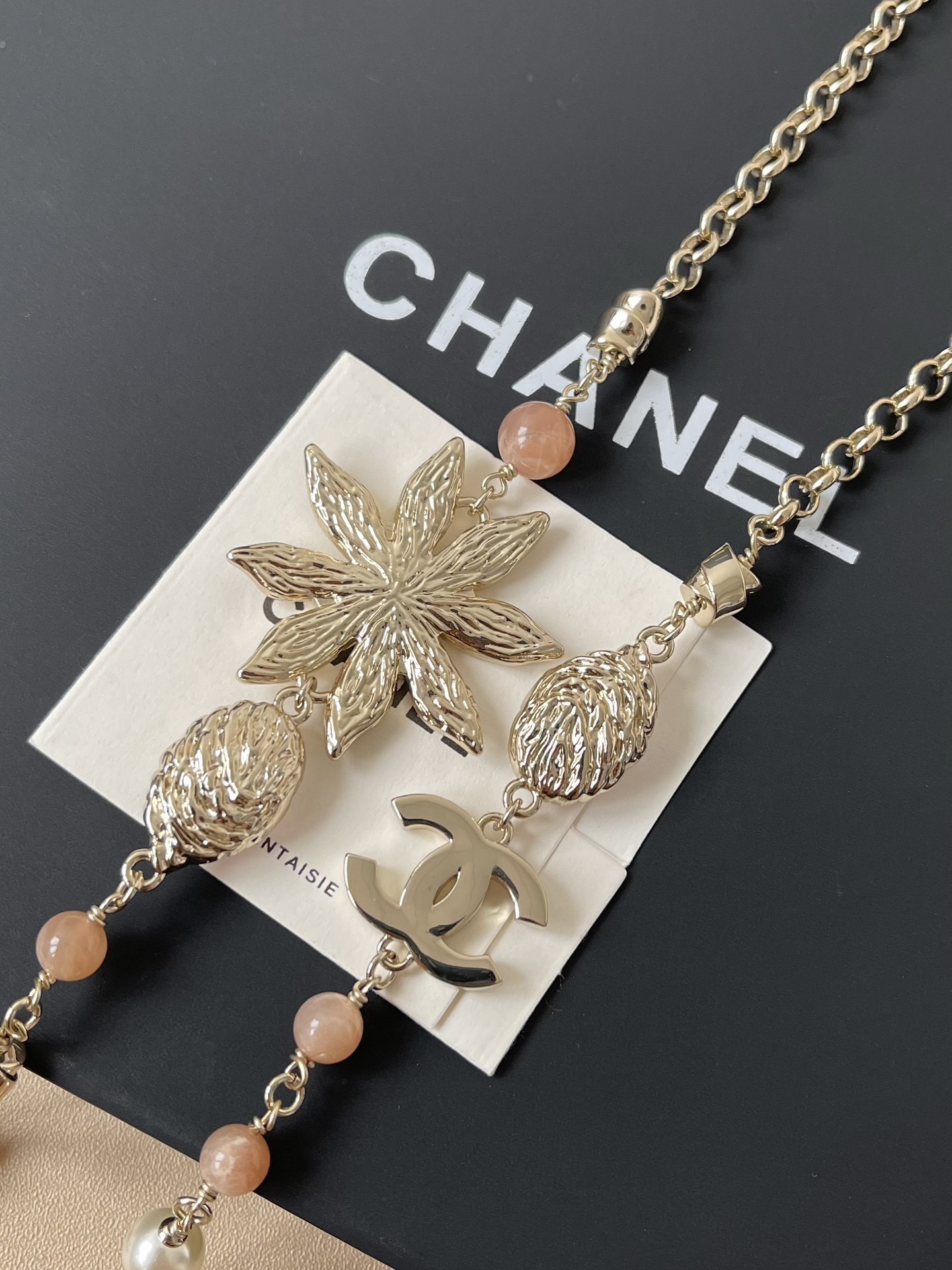 Chanel Metiers d'Art 2024/25 Long Necklace - Gold, Pink & Pearl