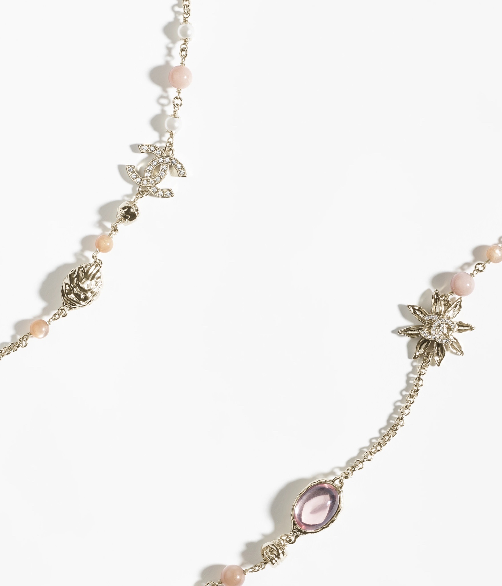 Chanel 2024/25 Metiers d'art Long Necklace - Gold & Pink Gemstones