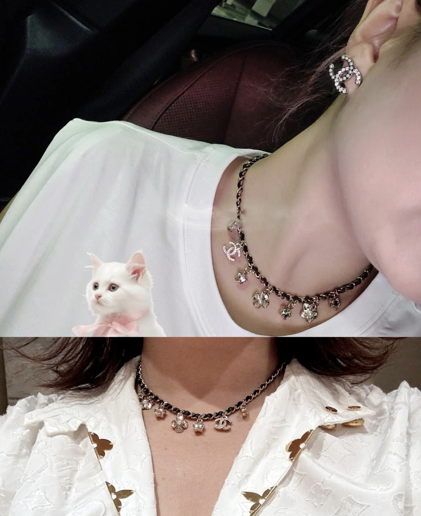 Chanel AW 2025/26 Leather Chain Necklace with CC & Pearl Charms